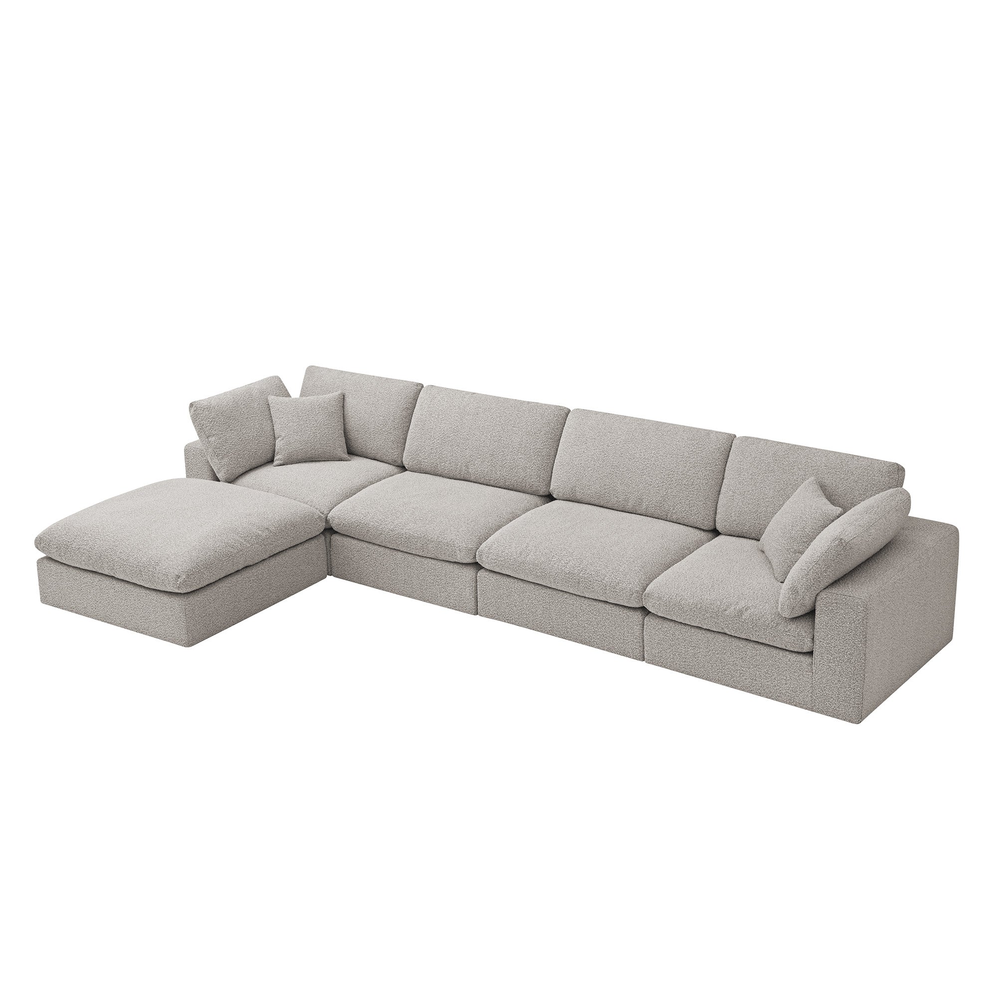 Lutyens Taupe Boucle Modular Sofa, 4-Piece Chaise