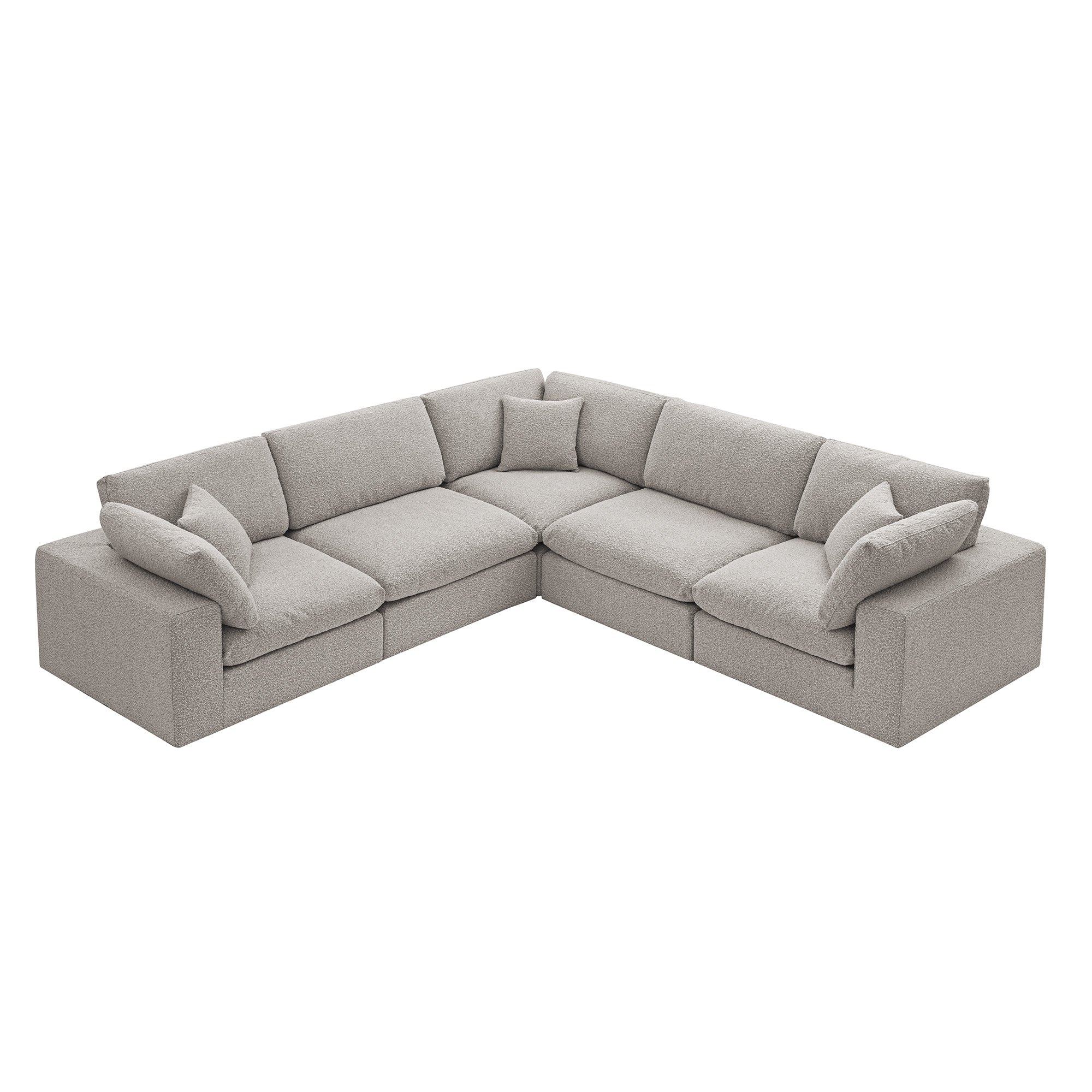 Lutyens Taupe Boucle Modular Sofa, 5-Piece Corner Set