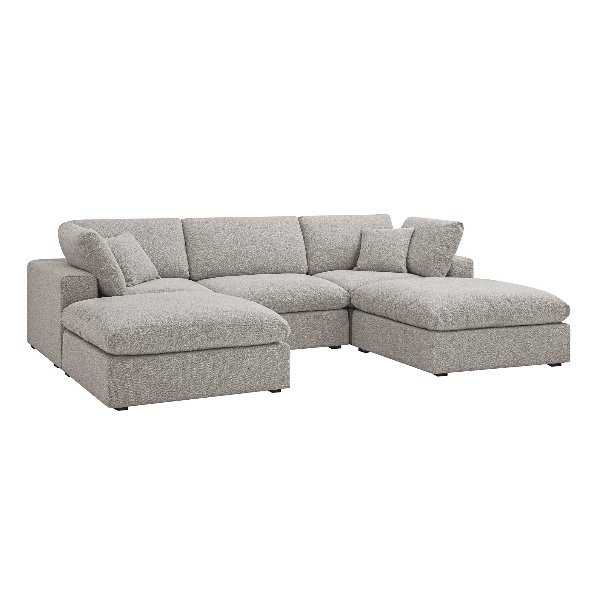 Lutyens Taupe Boucle Modular Sofa, 5-Piece U-Shape Set