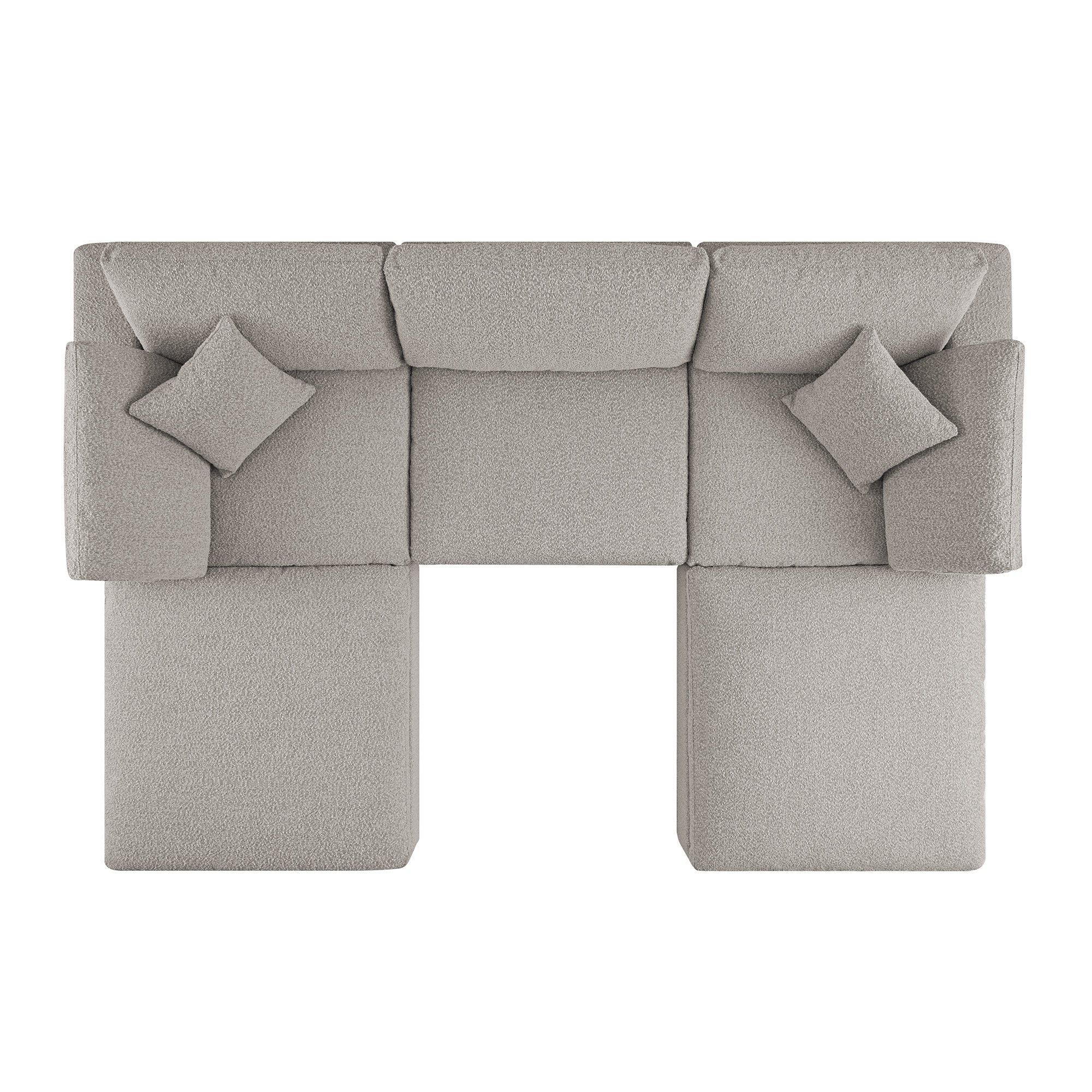 Lutyens Taupe Boucle Modular Sofa, 5-Piece U-Shape Set