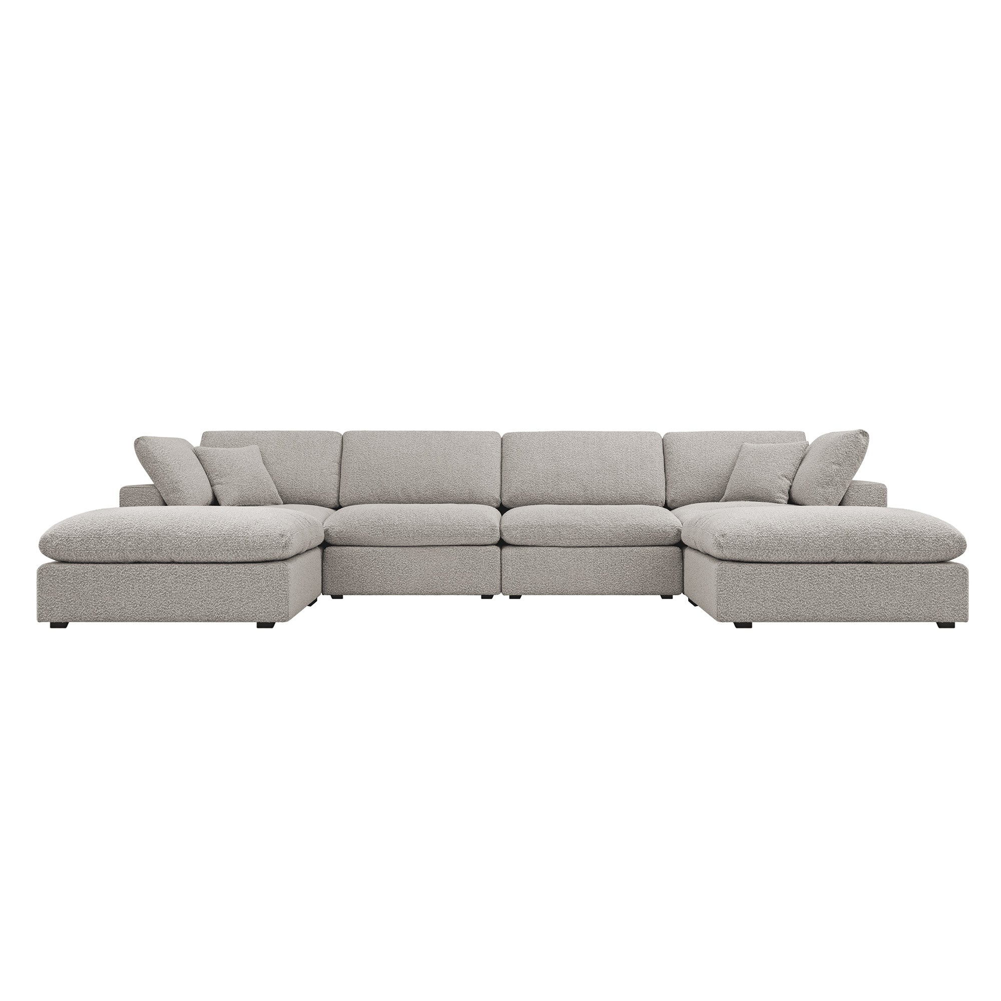 Lutyens Taupe Boucle Modular Sofa, 6-Piece U-Shape Set