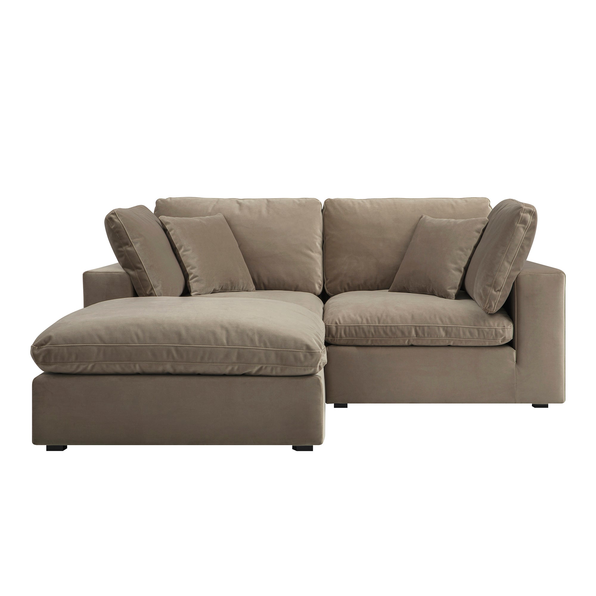 Lutyens Taupe Velvet Modular Sofa, 2-Piece Chaise