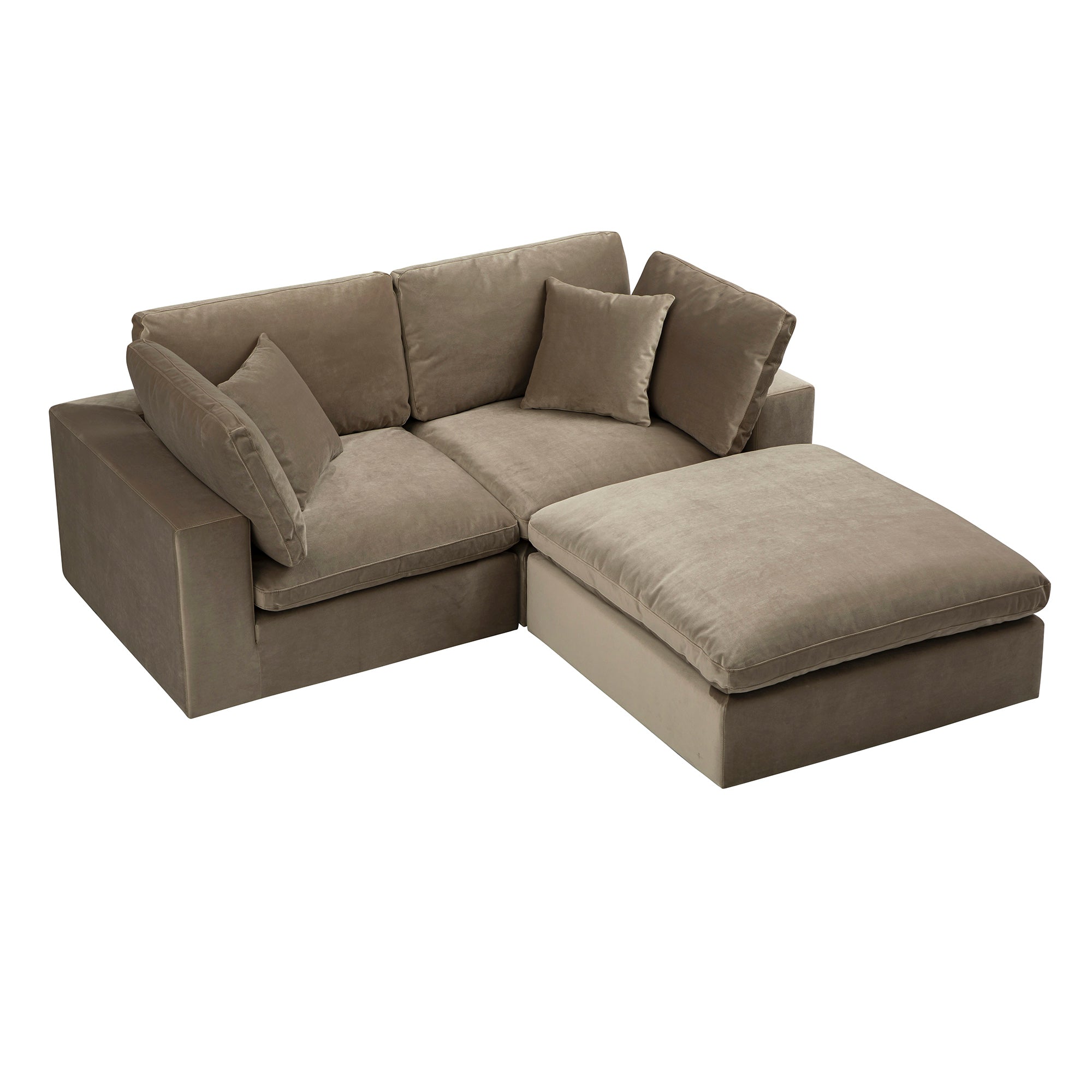 Lutyens Taupe Velvet Modular Sofa, 2-Piece Chaise