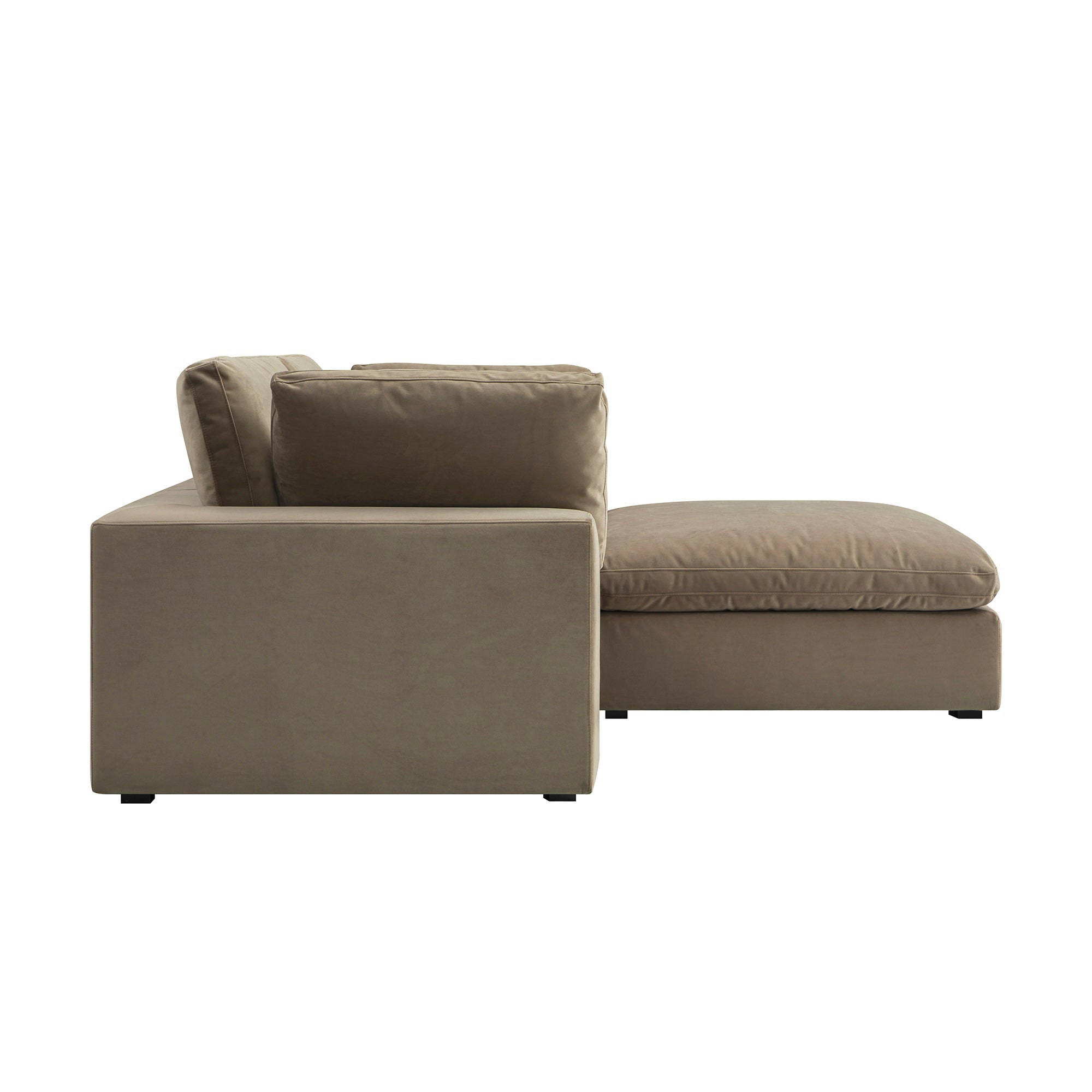 Lutyens Taupe Velvet Modular Sofa, 2-Piece Chaise