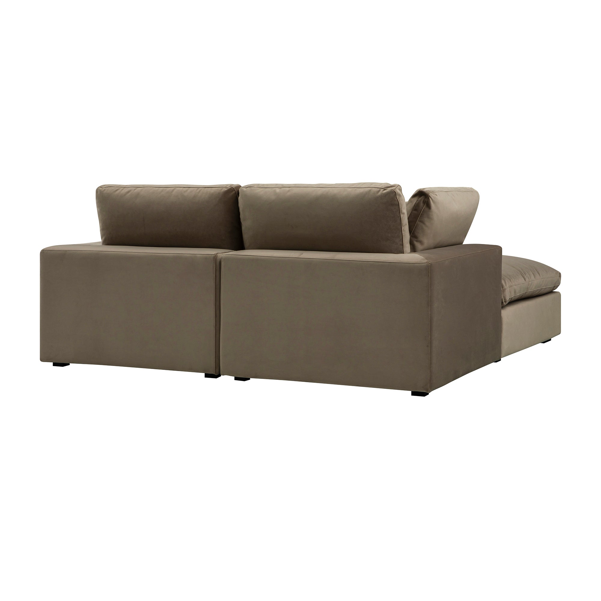 Lutyens Taupe Velvet Modular Sofa, 2-Piece Chaise