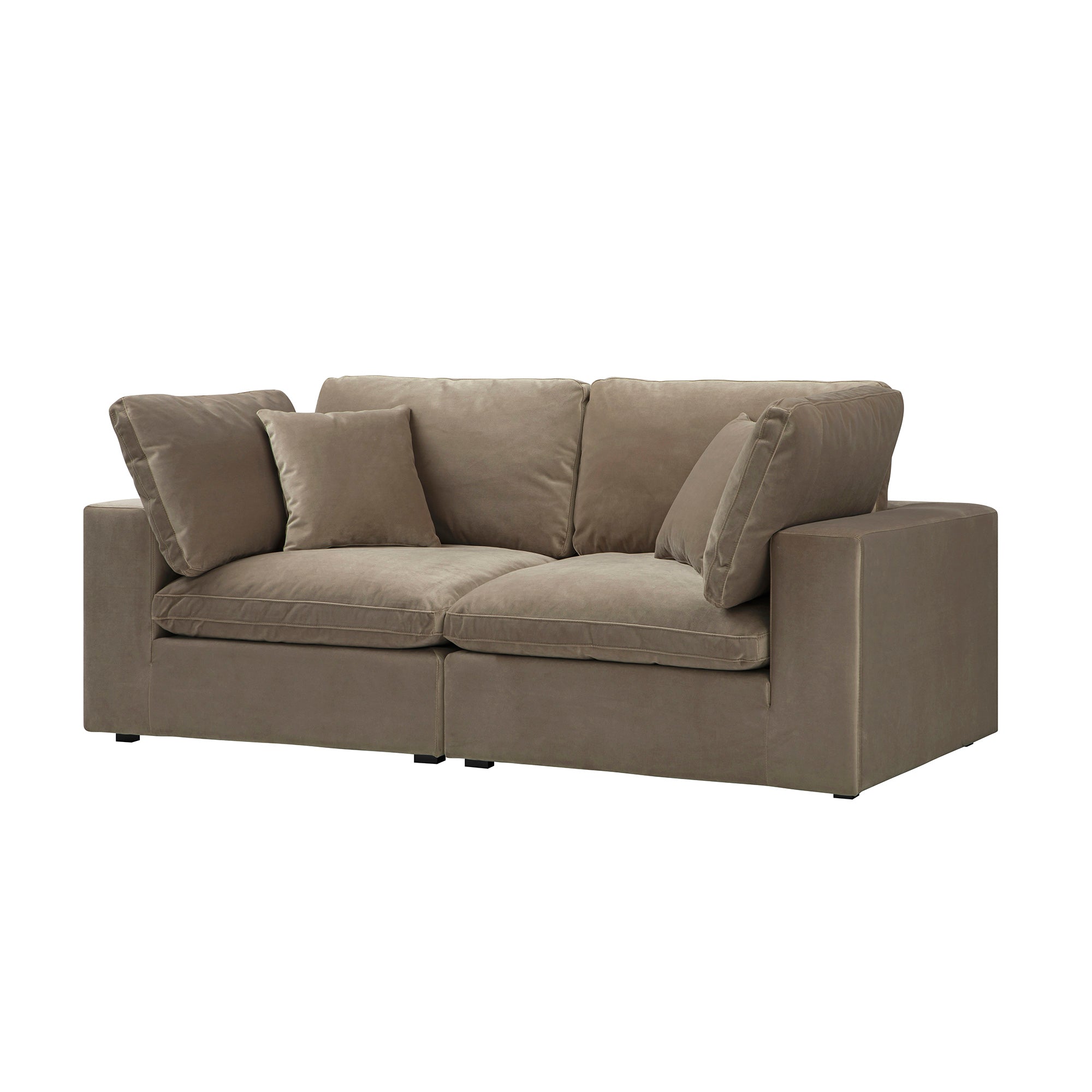 Lutyens Taupe Velvet Modular Sofa, 2-Piece