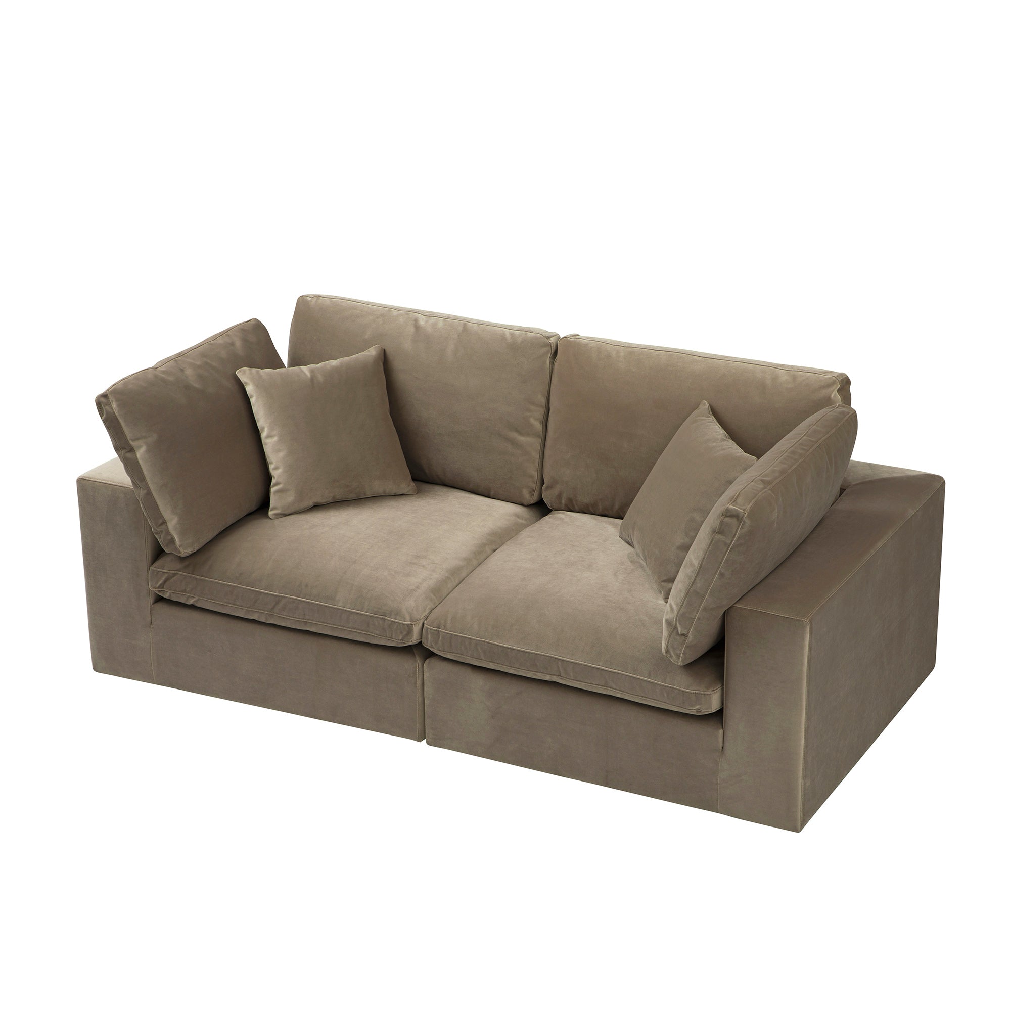 Lutyens Taupe Velvet Modular Sofa, 2-Piece