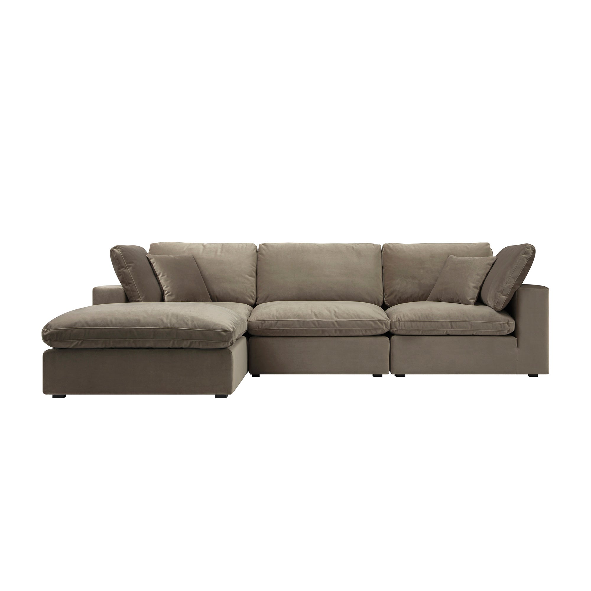 Lutyens Taupe Velvet Modular Sofa, 3-Piece Chaise