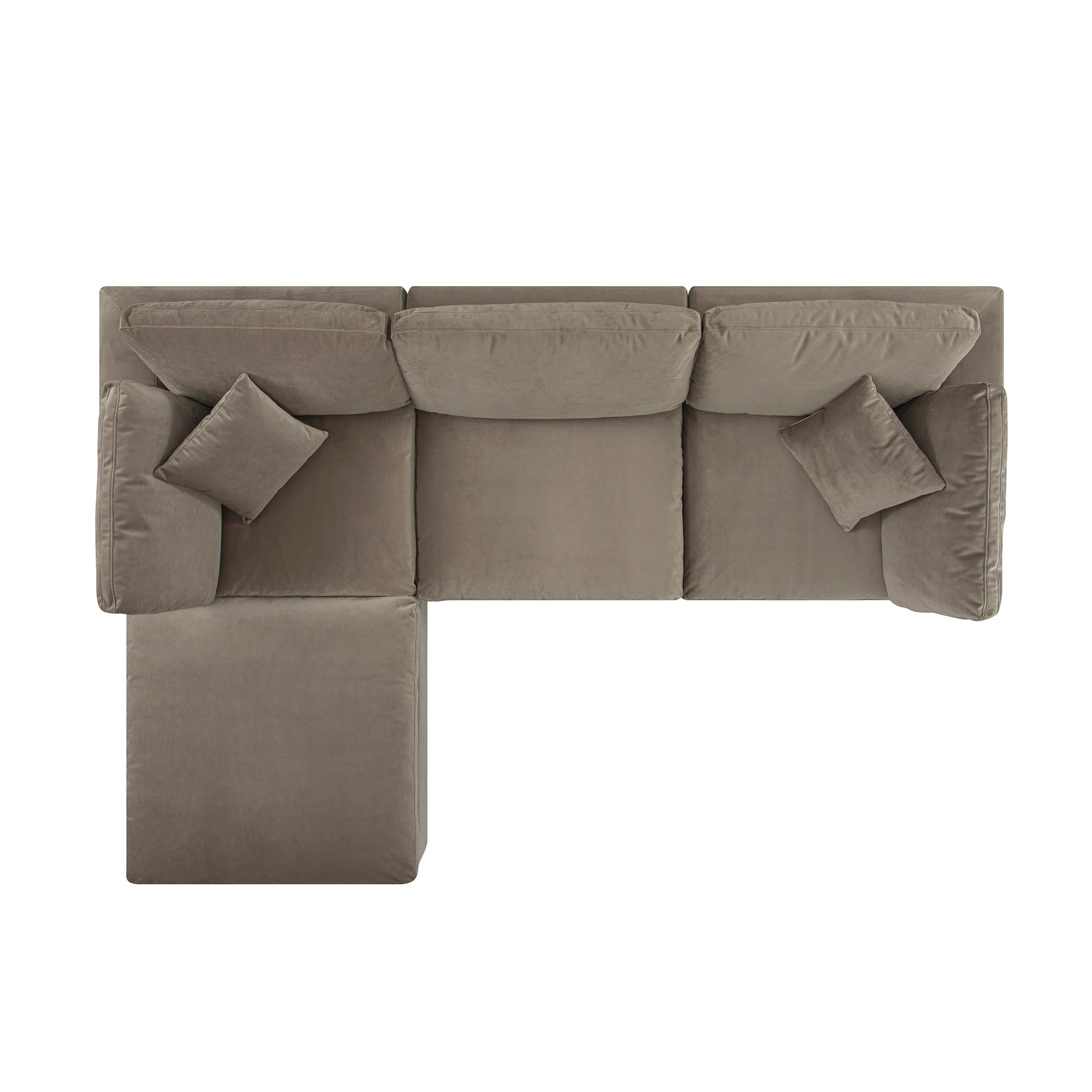 Lutyens Taupe Velvet Modular Sofa, 3-Piece Chaise