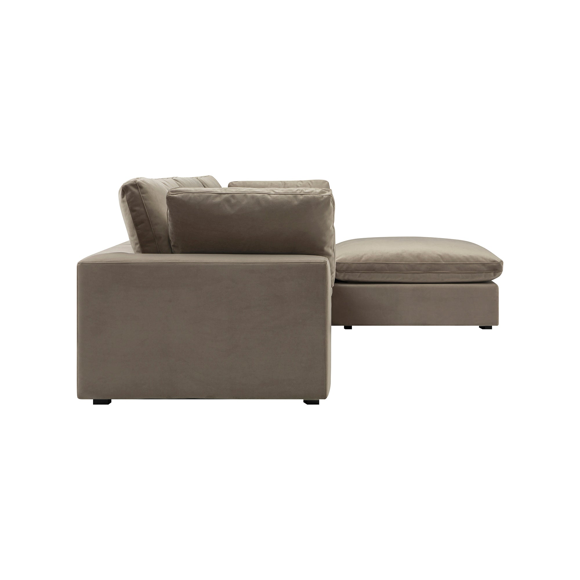 Lutyens Taupe Velvet Modular Sofa, 3-Piece Chaise