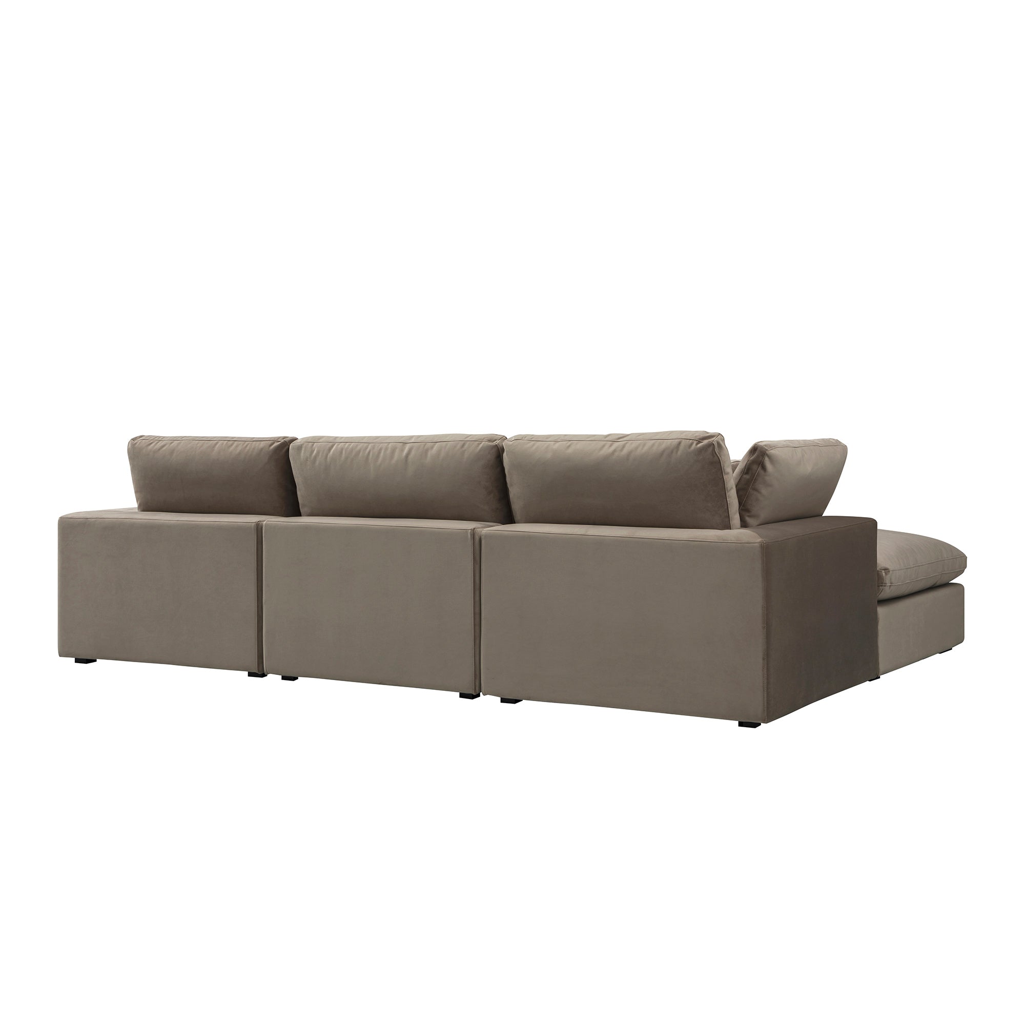 Lutyens Taupe Velvet Modular Sofa, 3-Piece Chaise