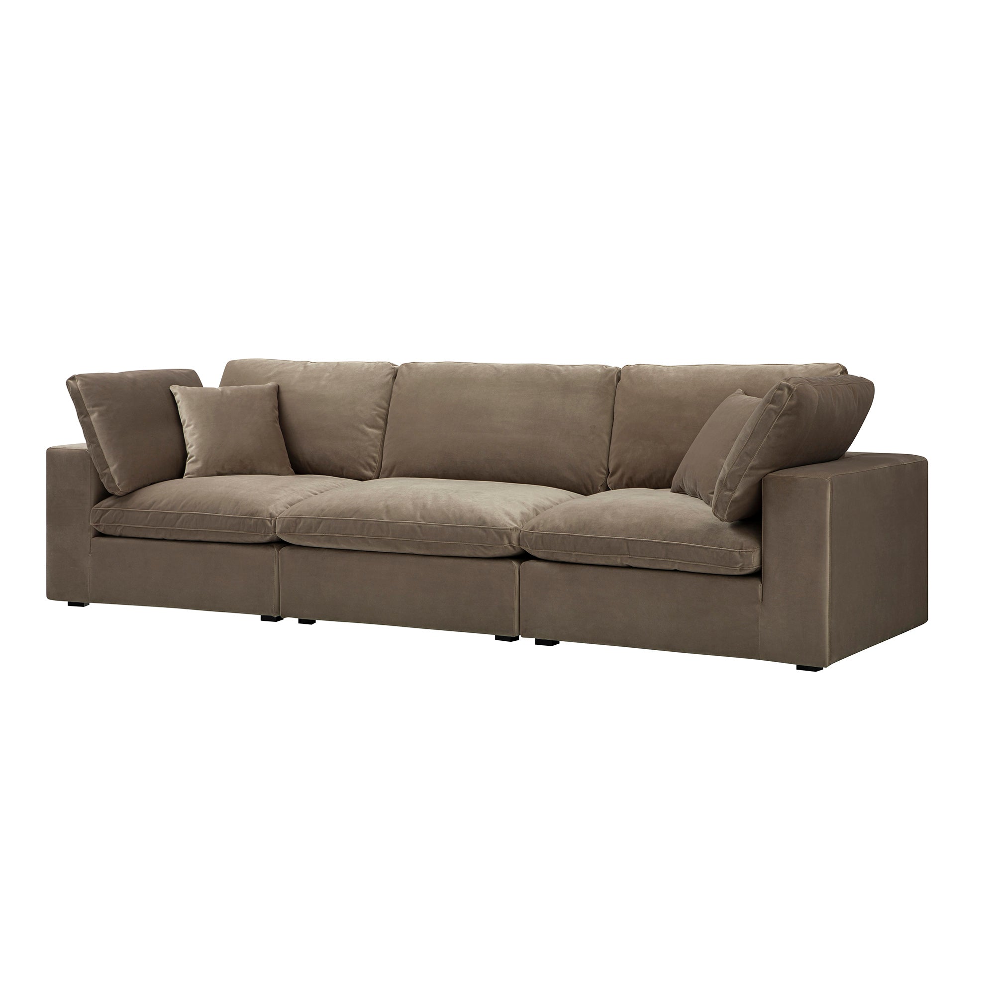 Lutyens Taupe Velvet Modular Sofa, 3-Piece