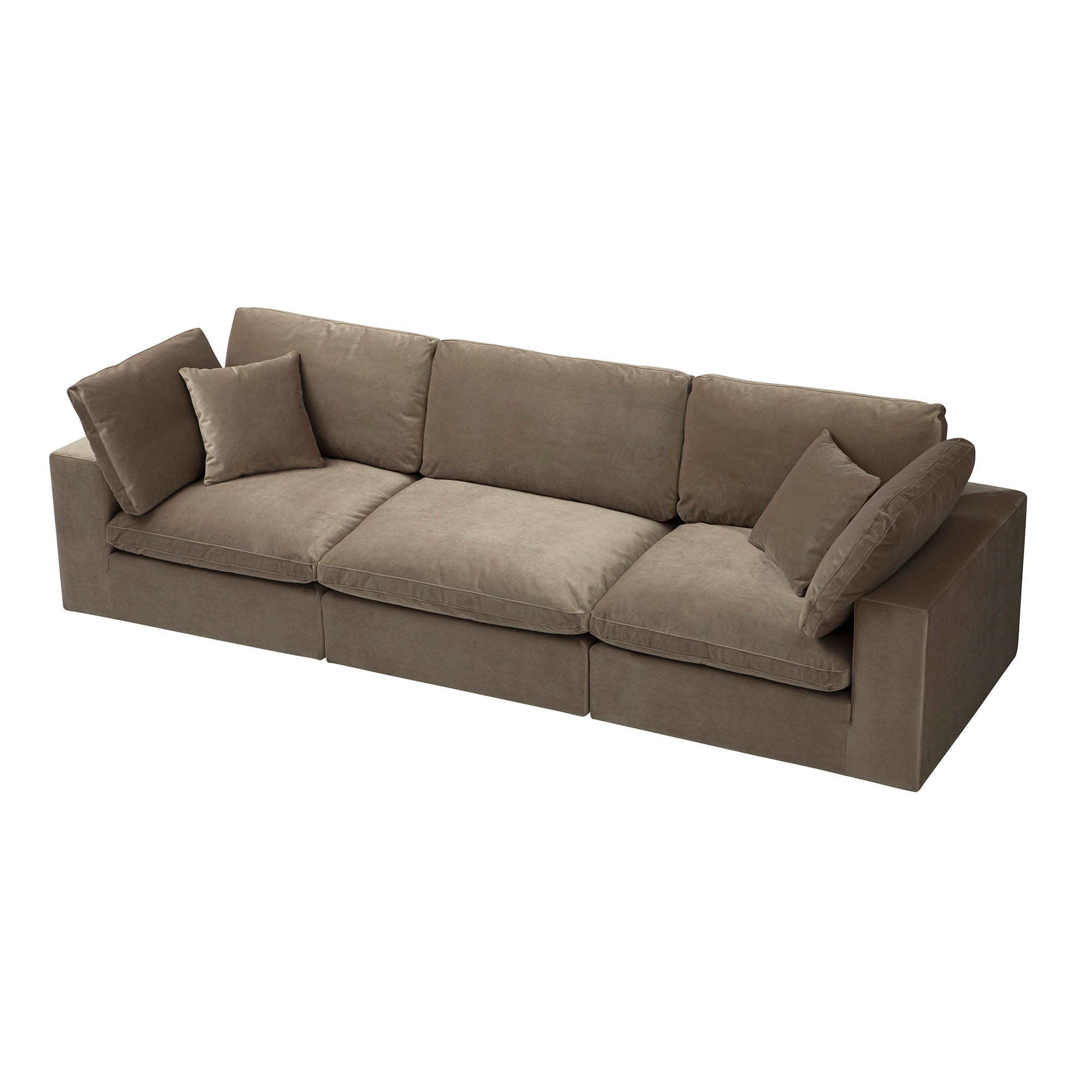 Lutyens Taupe Velvet Modular Sofa, 3-Piece