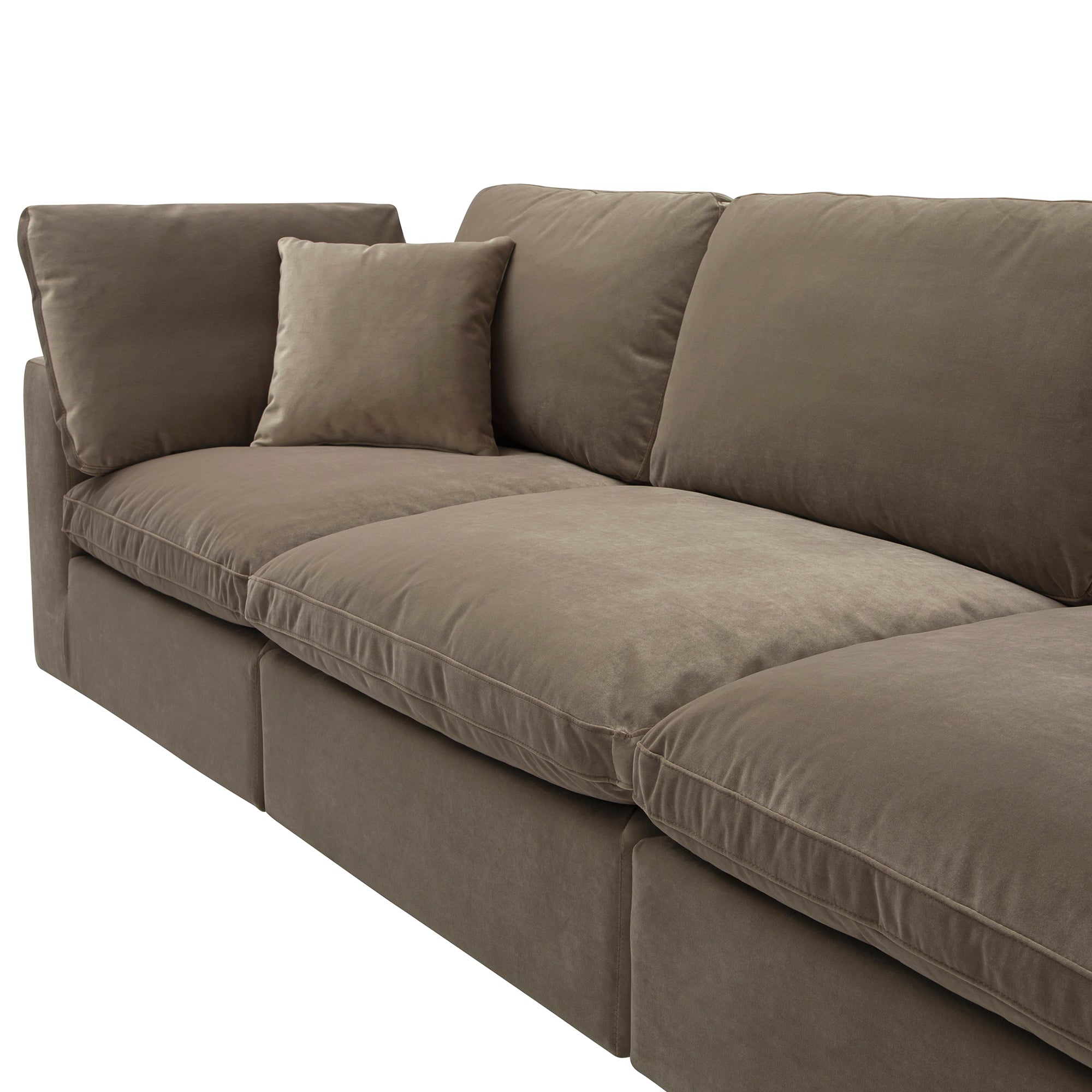 Lutyens Taupe Velvet Modular Sofa, 3-Piece