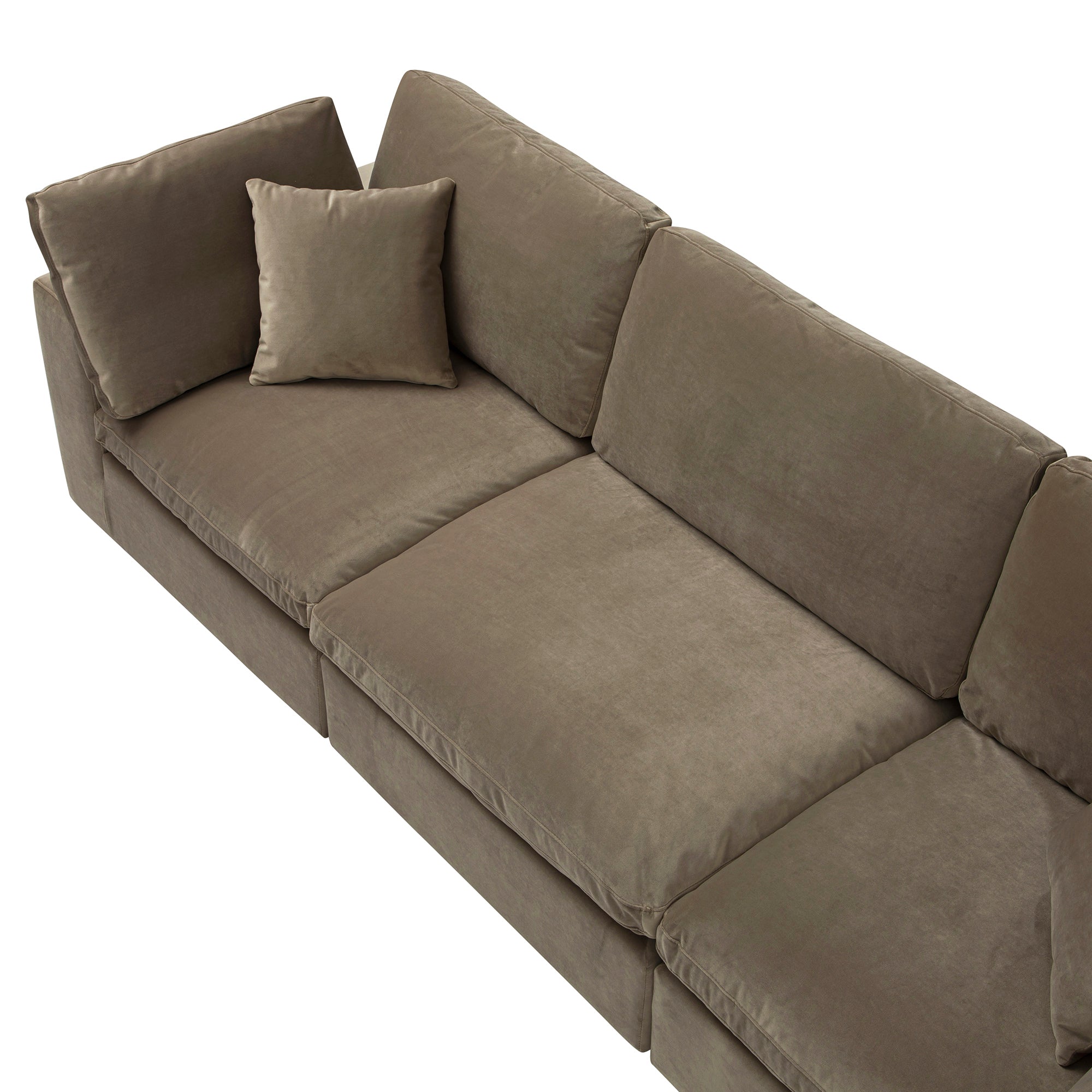 Lutyens Taupe Velvet Modular Sofa, 3-Piece