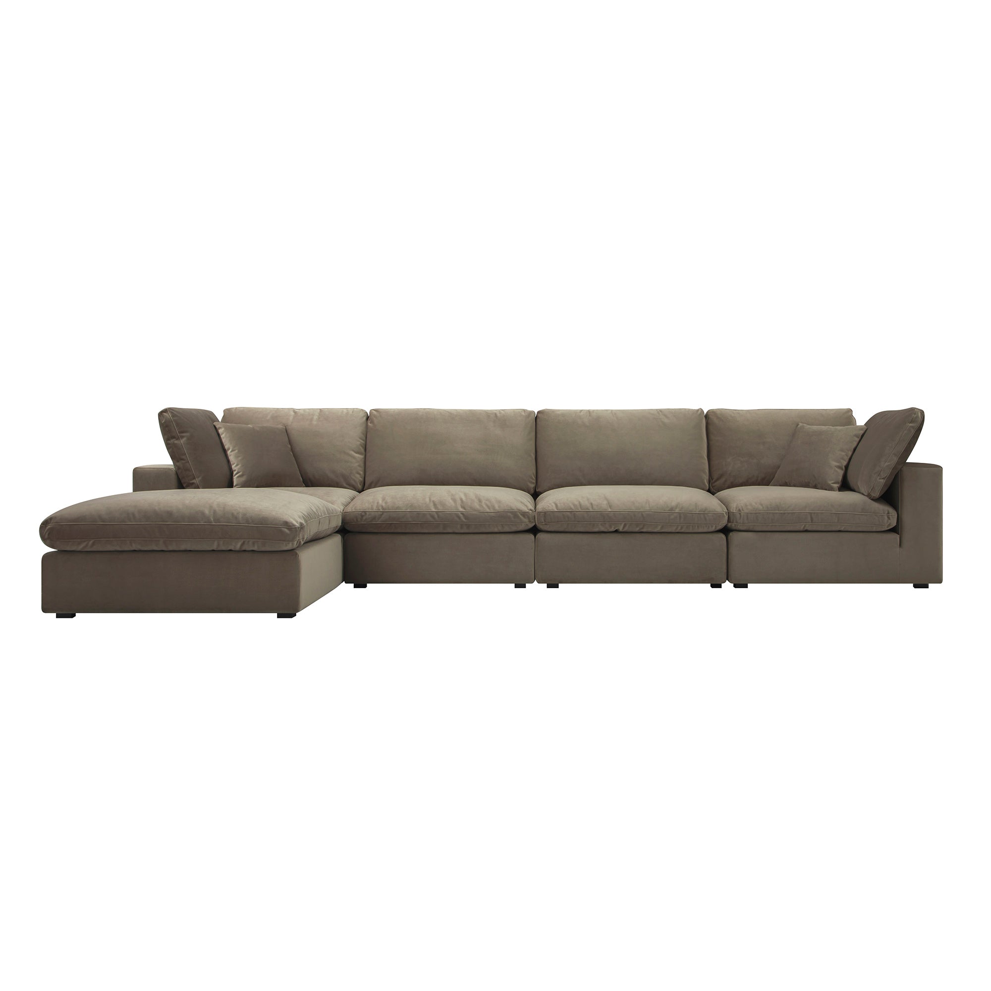 Lutyens Taupe Velvet Modular Sofa, 4-Piece Chaise