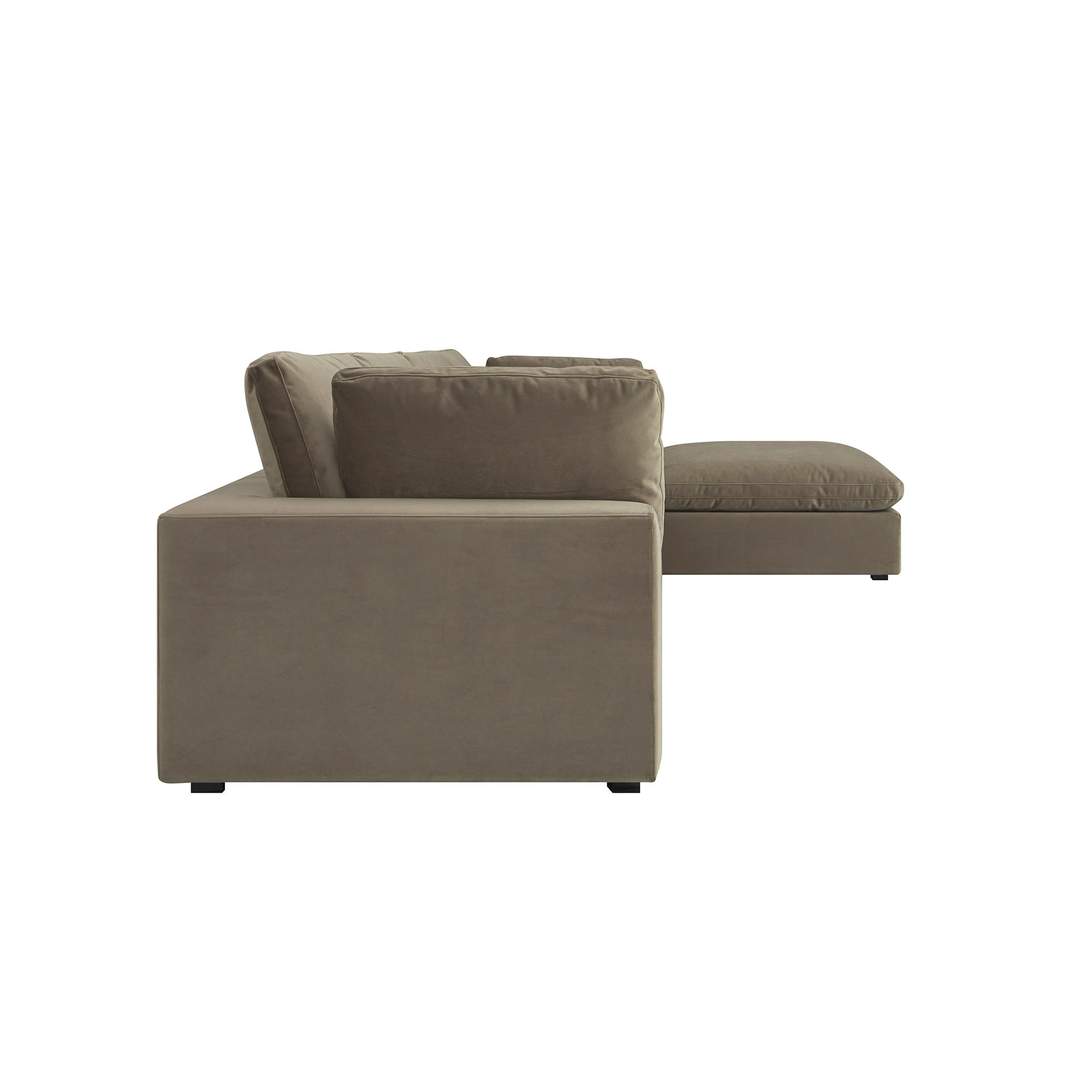 Lutyens Taupe Velvet Modular Sofa, 4-Piece Chaise