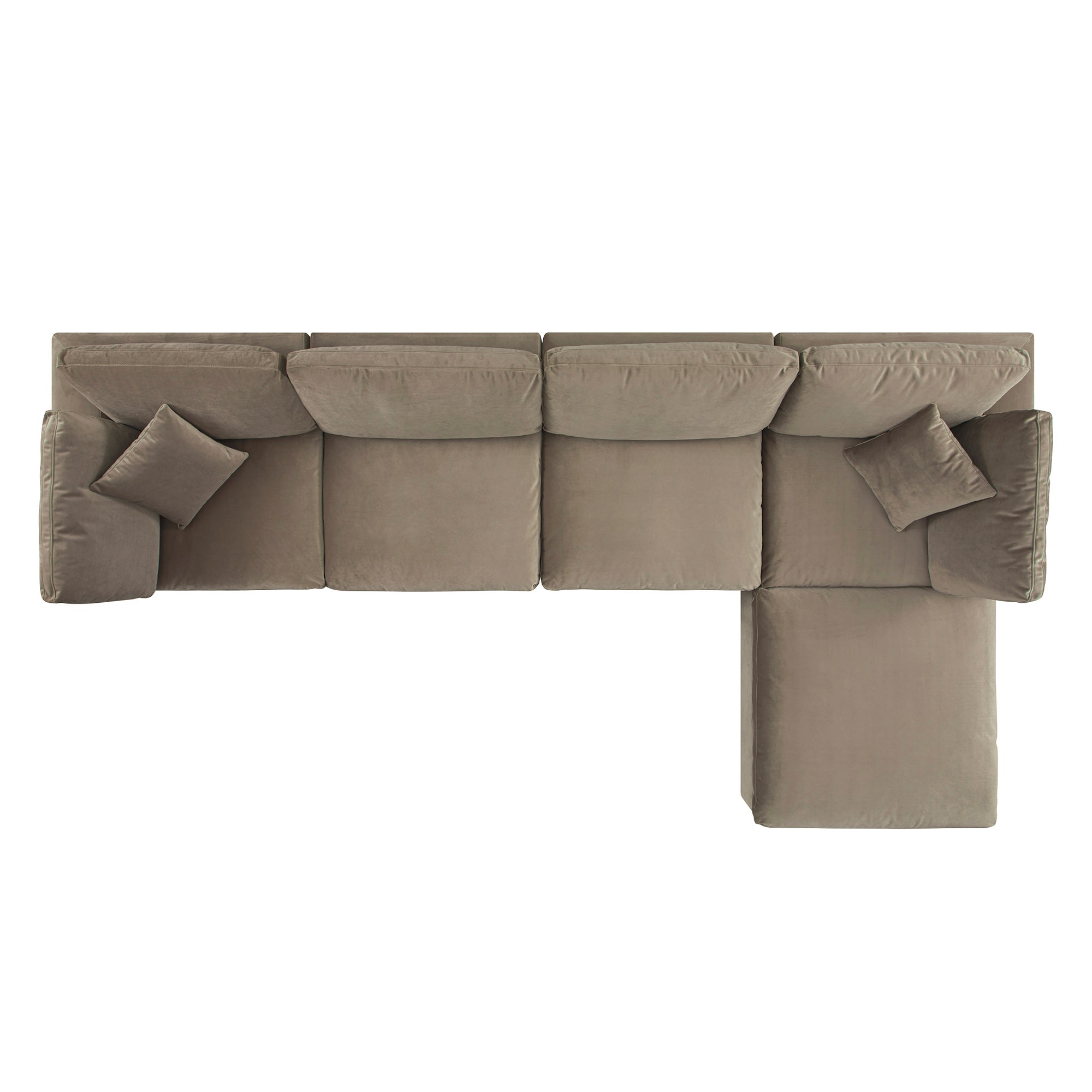 Lutyens Taupe Velvet Modular Sofa, 4-Piece Chaise