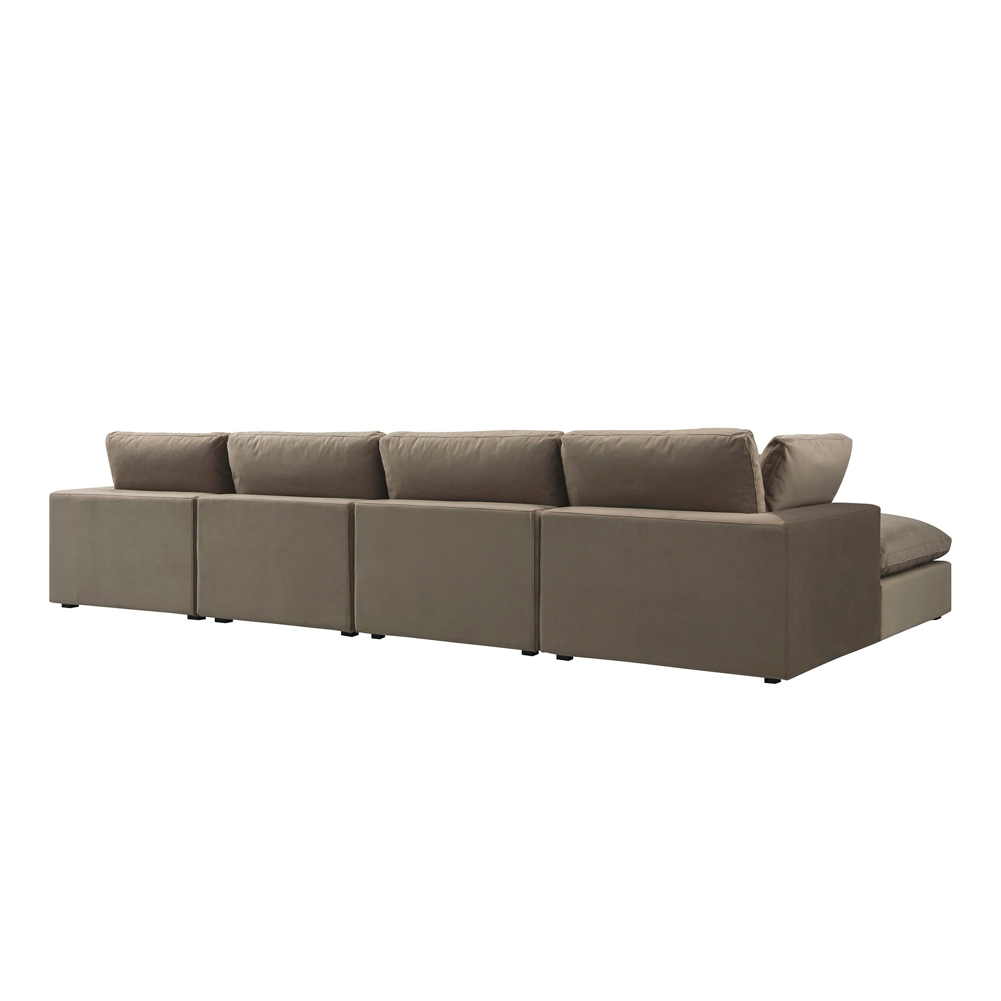 Lutyens Taupe Velvet Modular Sofa, 4-Piece Chaise