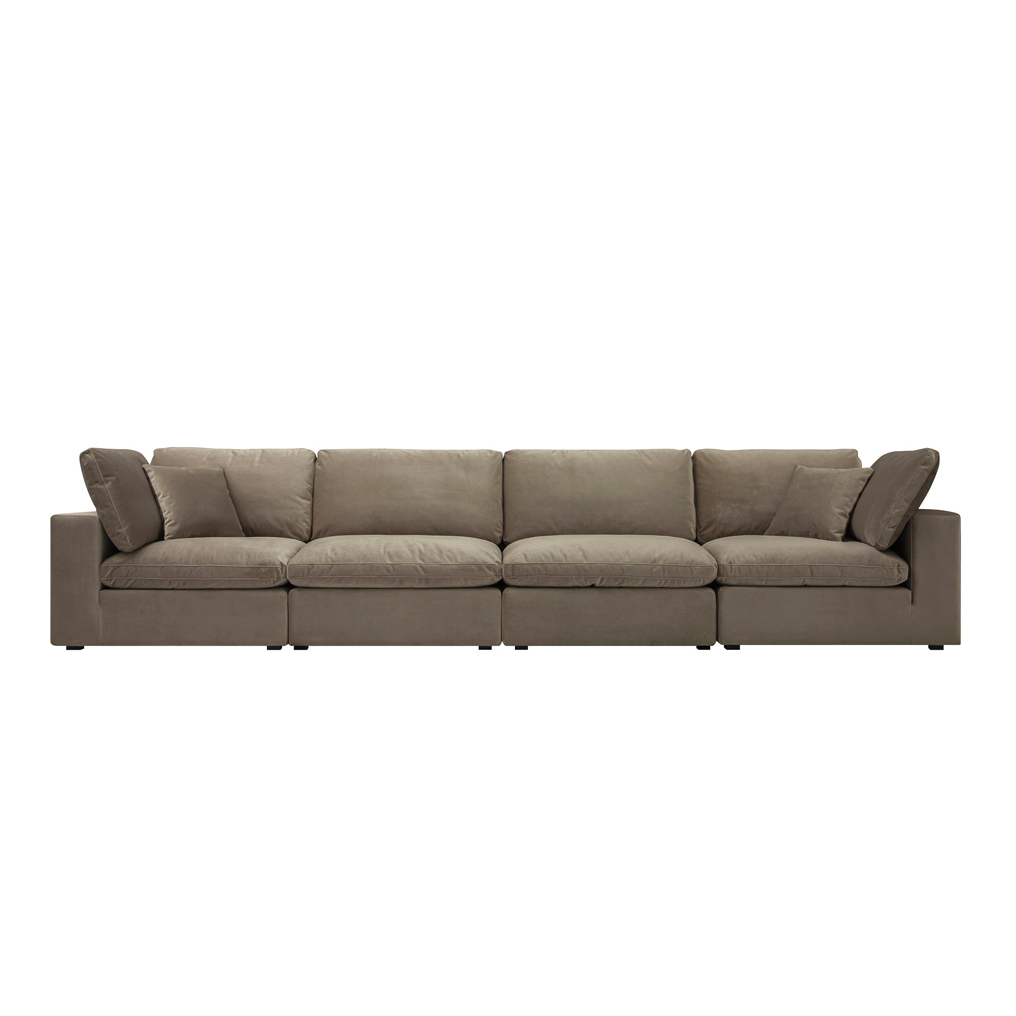 Lutyens Taupe Velvet Modular Sofa, 4-Piece