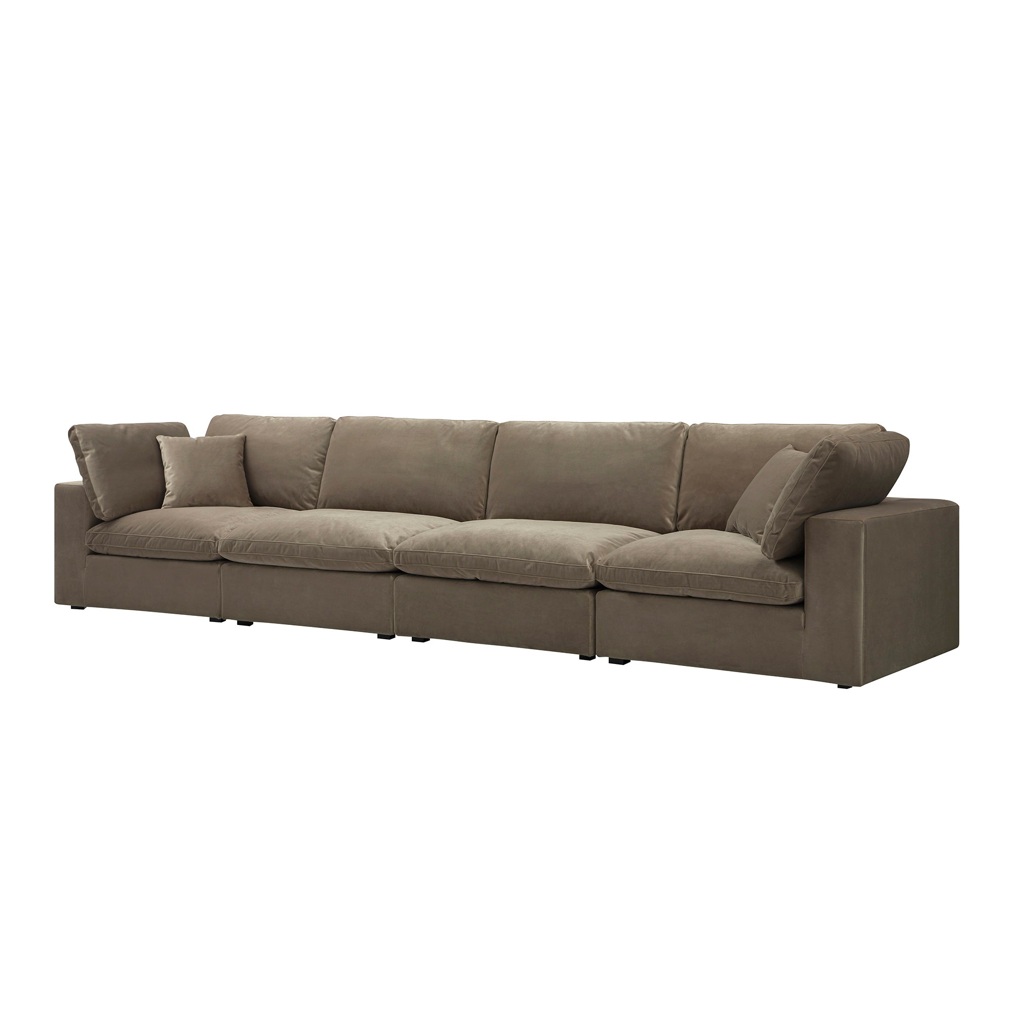 Lutyens Taupe Velvet Modular Sofa, 4-Piece