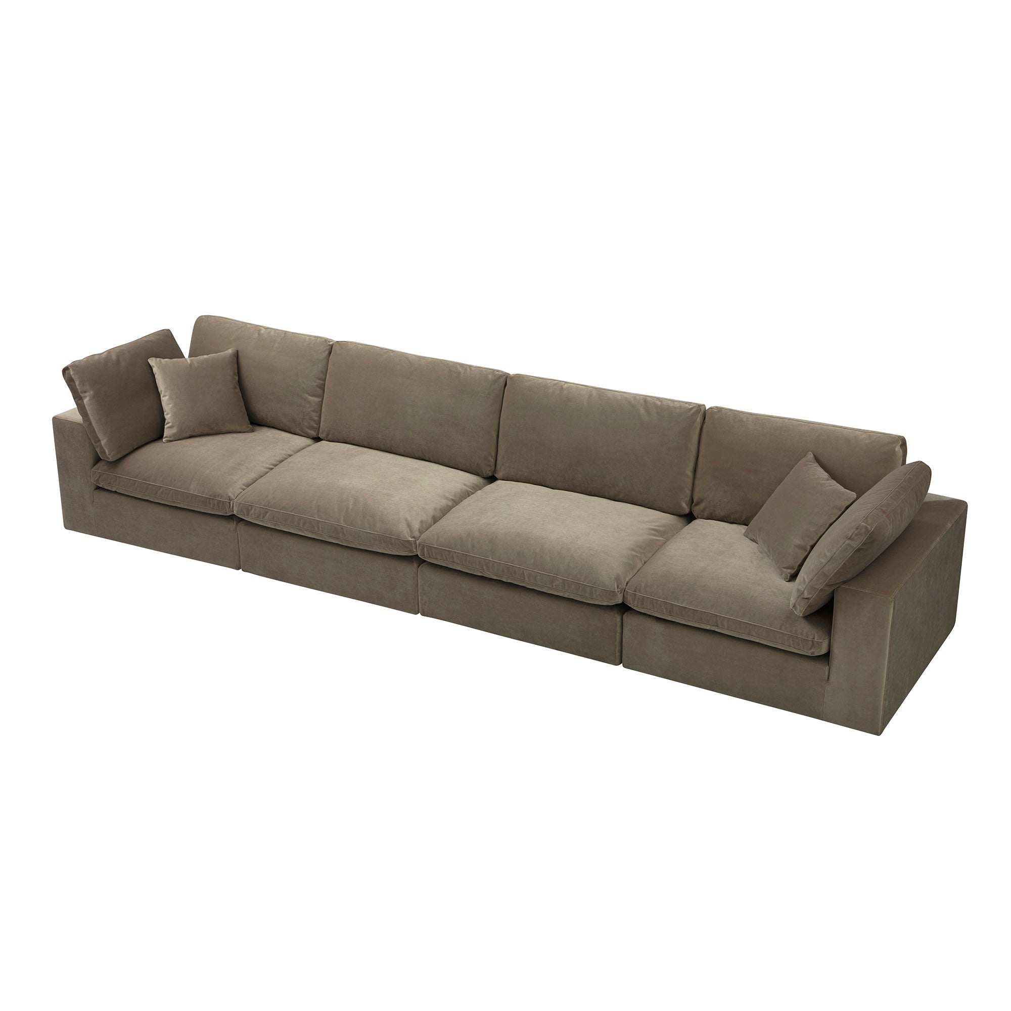 Lutyens Taupe Velvet Modular Sofa, 4-Piece