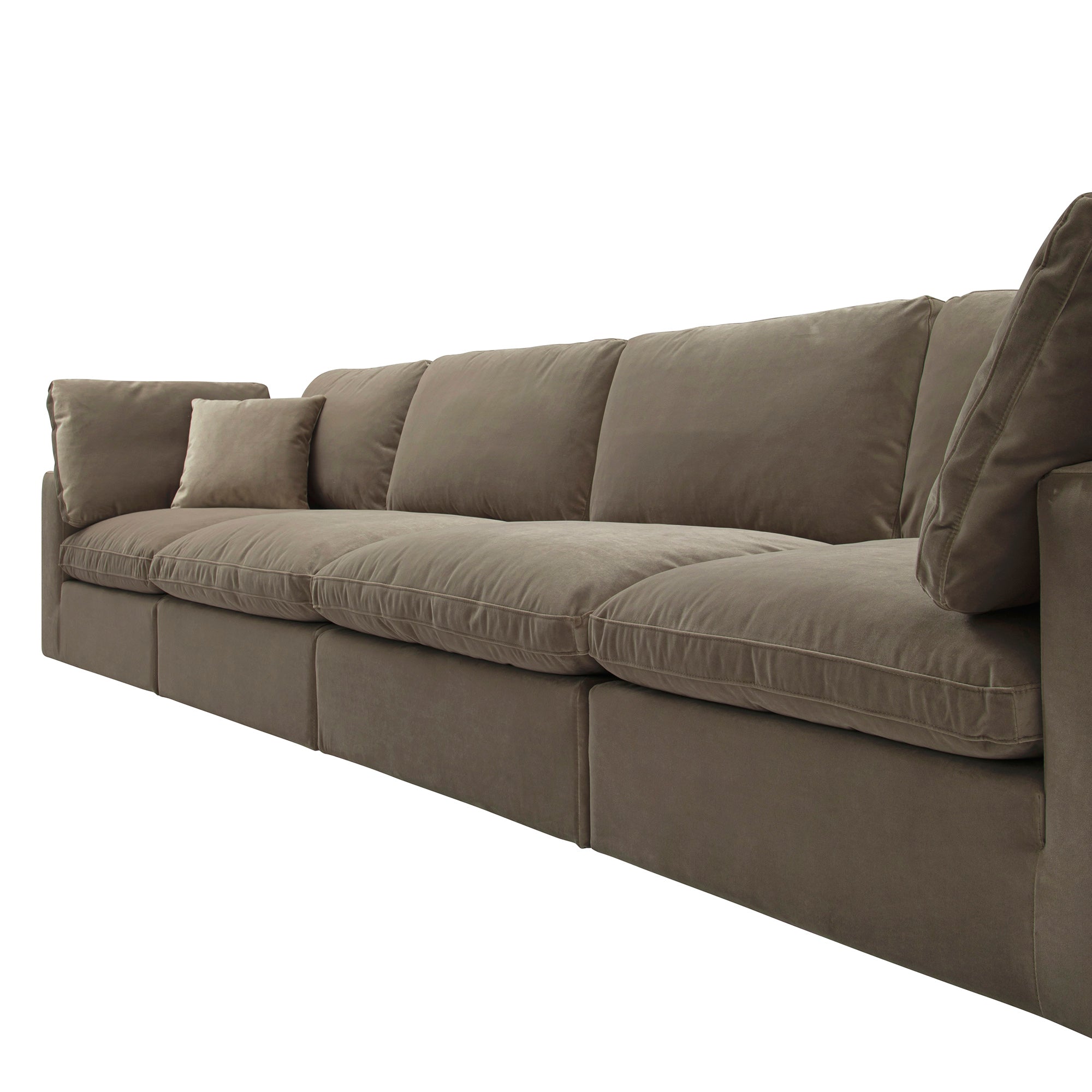 Lutyens Taupe Velvet Modular Sofa, 4-Piece