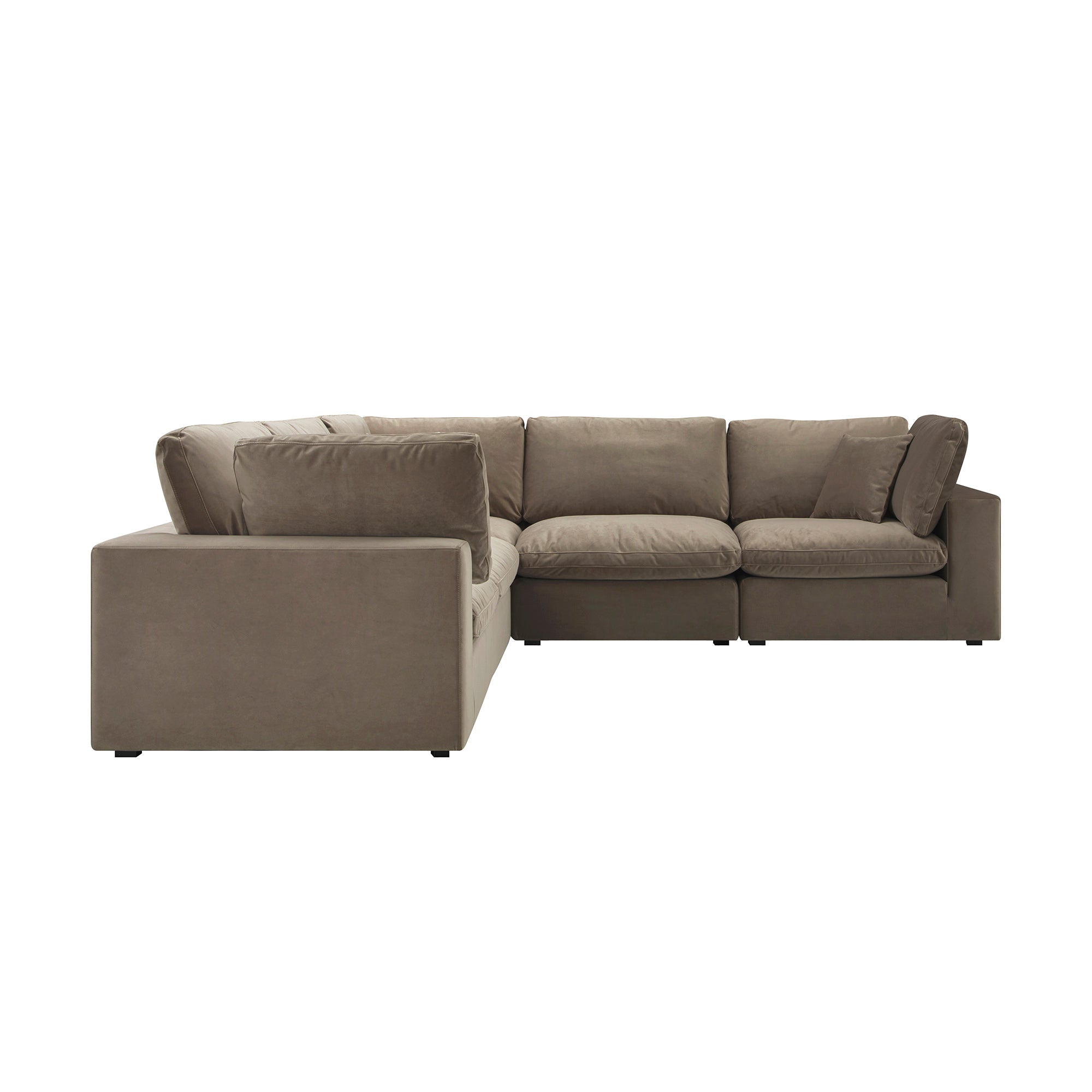 Lutyens Taupe Velvet Modular Sofa, 5-Piece Corner Set