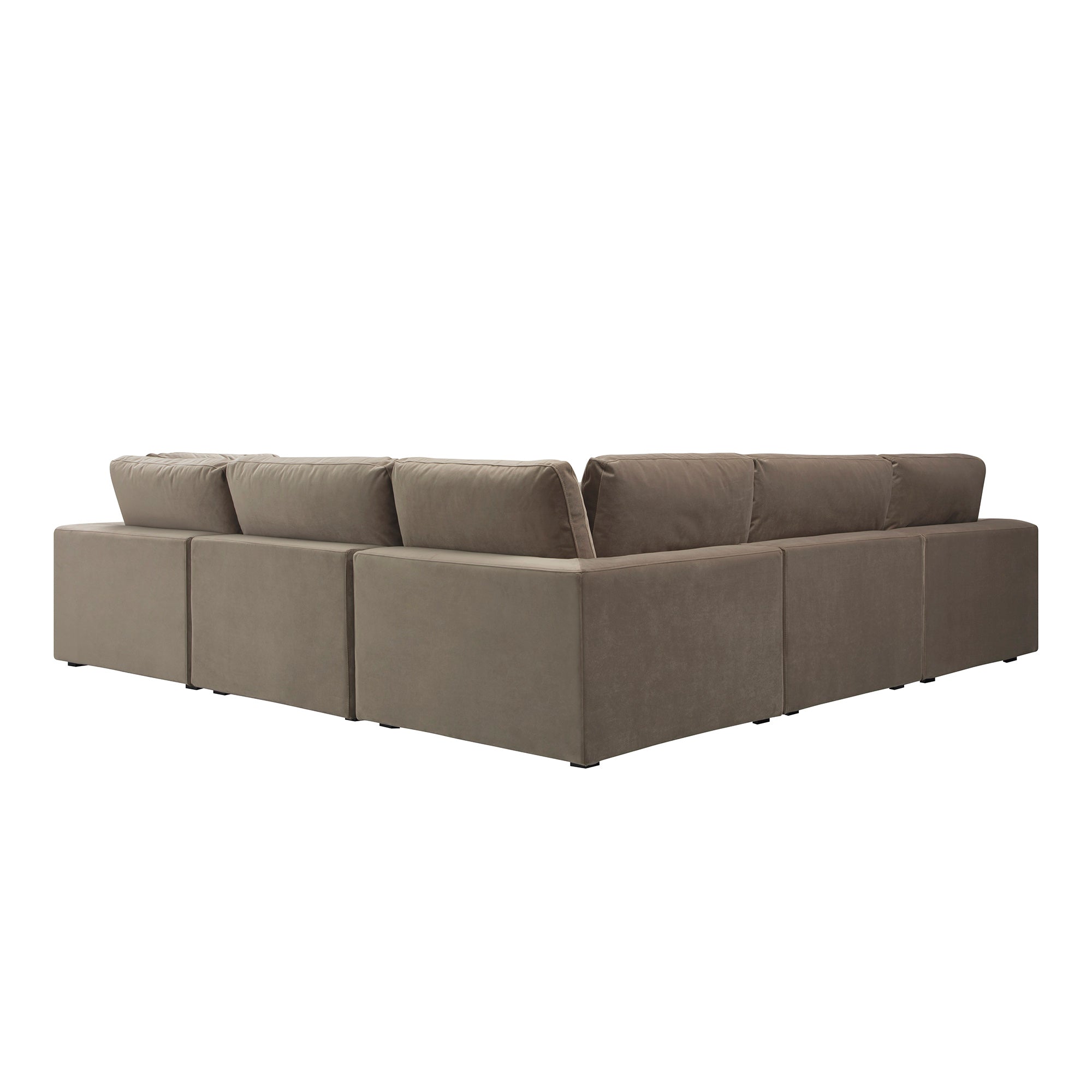 Lutyens Taupe Velvet Modular Sofa, 5-Piece Corner Set