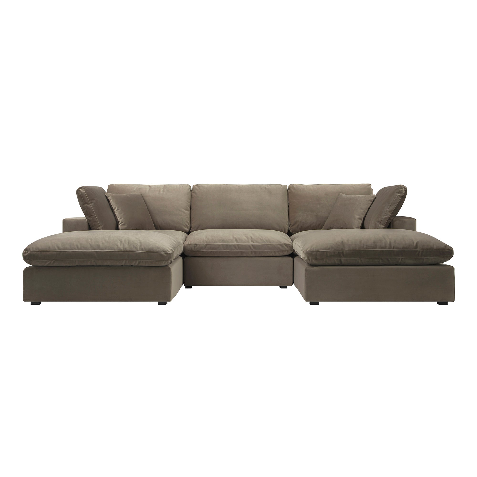 Lutyens Taupe Velvet Modular Sofa, 5-Piece U-Shape Set