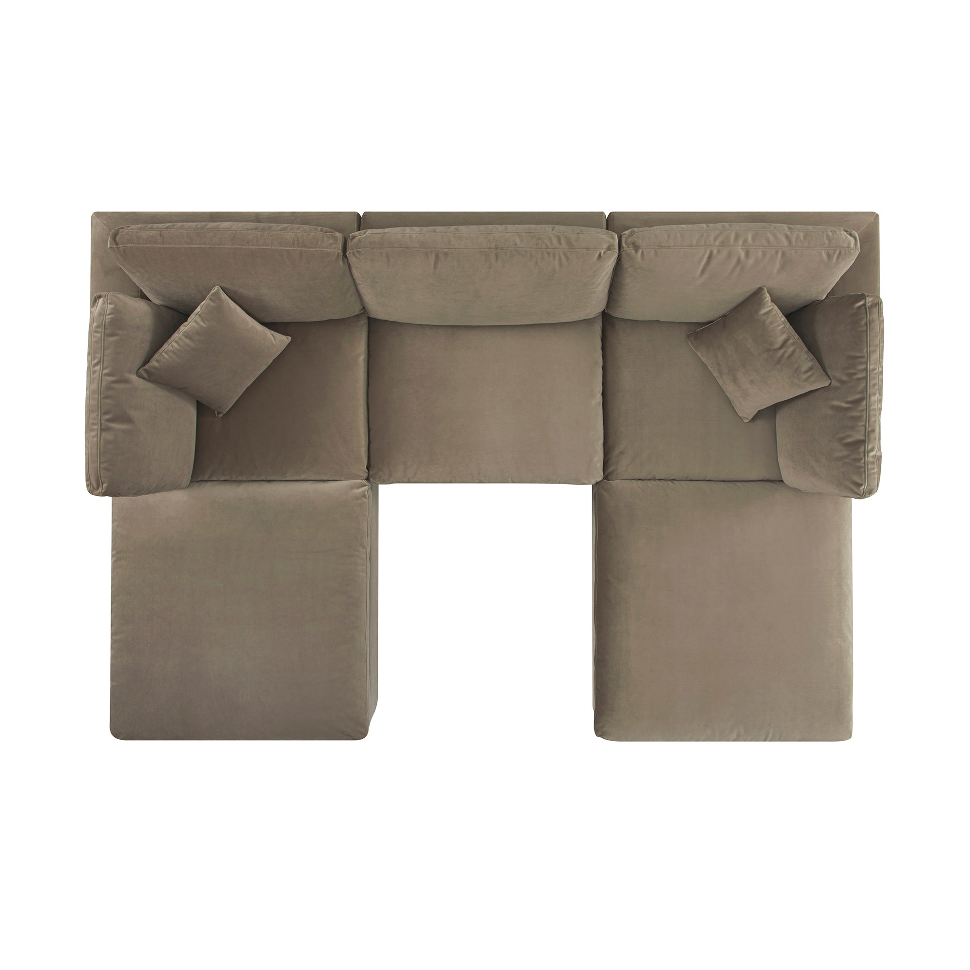 Lutyens Taupe Velvet Modular Sofa, 5-Piece U-Shape Set