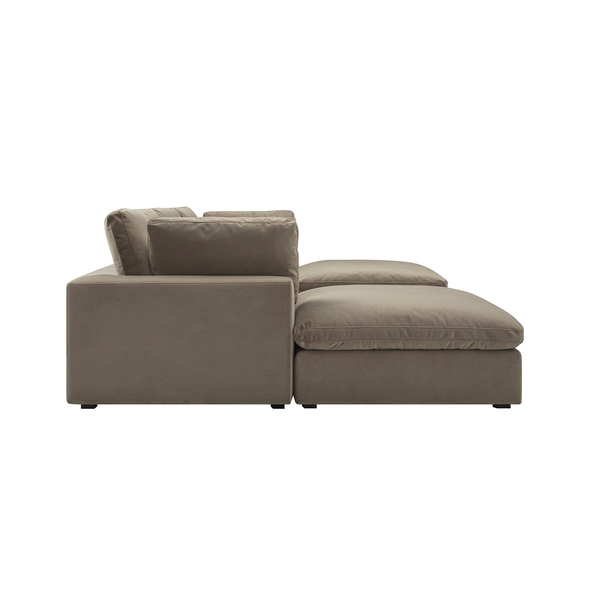 Lutyens Taupe Velvet Modular Sofa, 5-Piece U-Shape Set