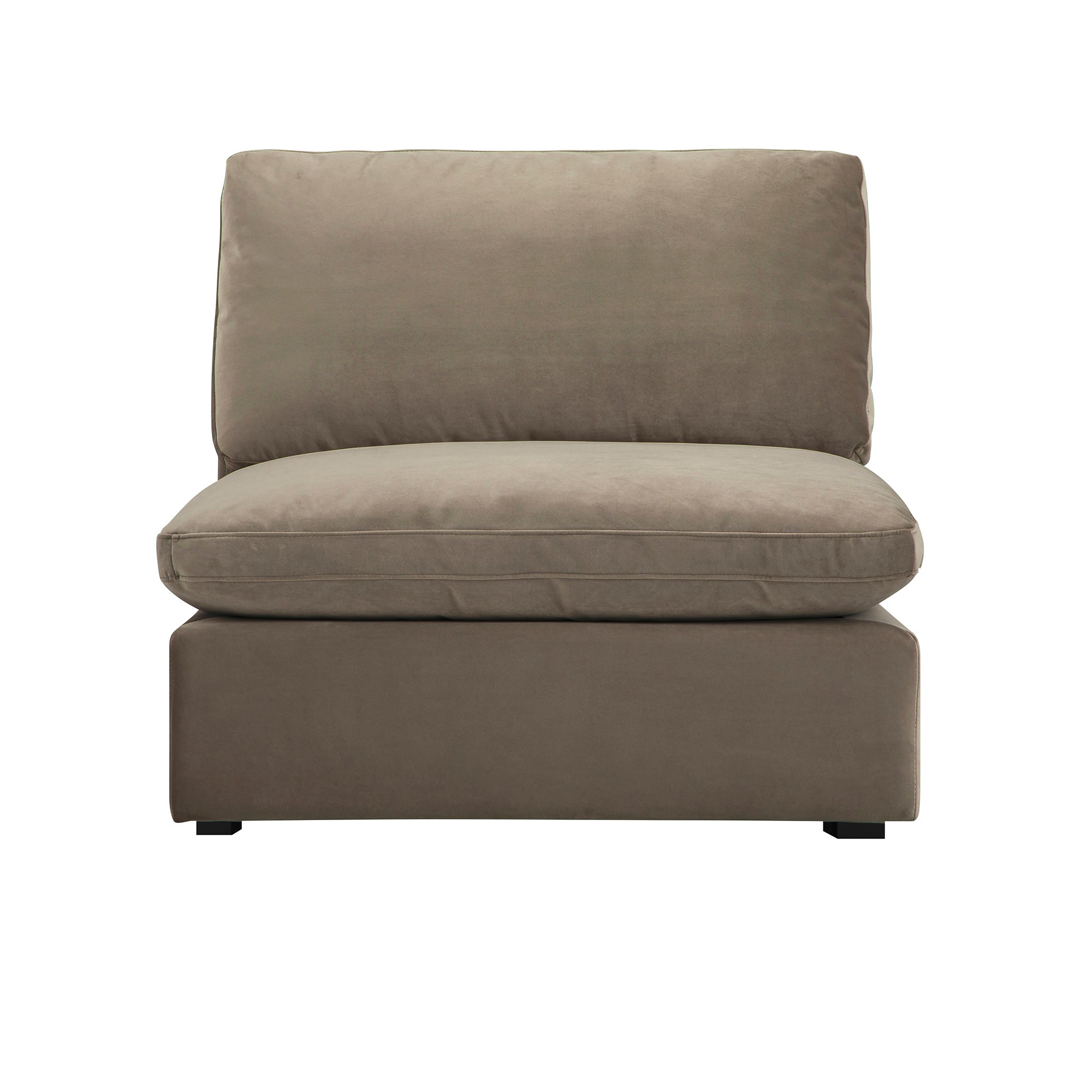 Lutyens Taupe Velvet Modular Sofa, Armless Seat