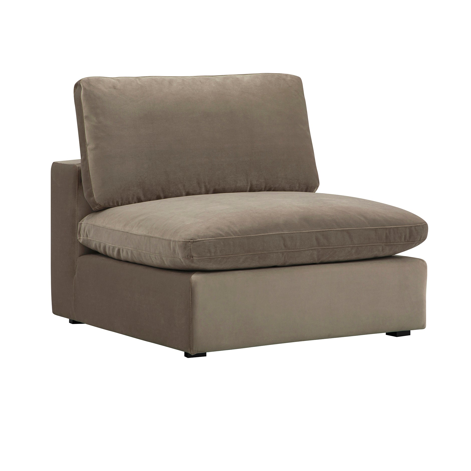 Lutyens Taupe Velvet Modular Sofa, Armless Seat