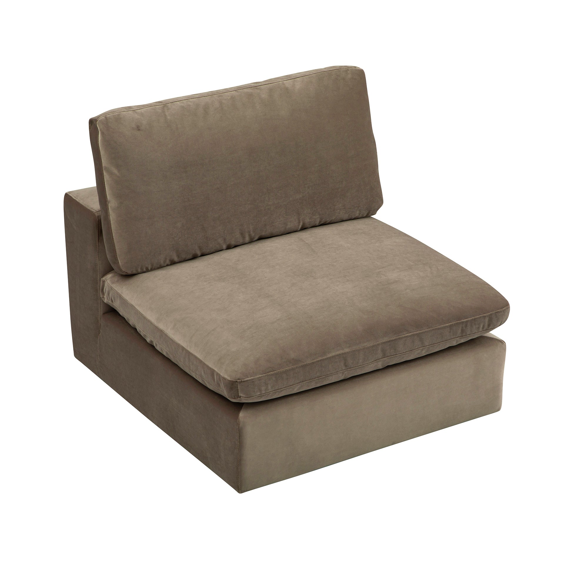 Lutyens Taupe Velvet Modular Sofa, Armless Seat