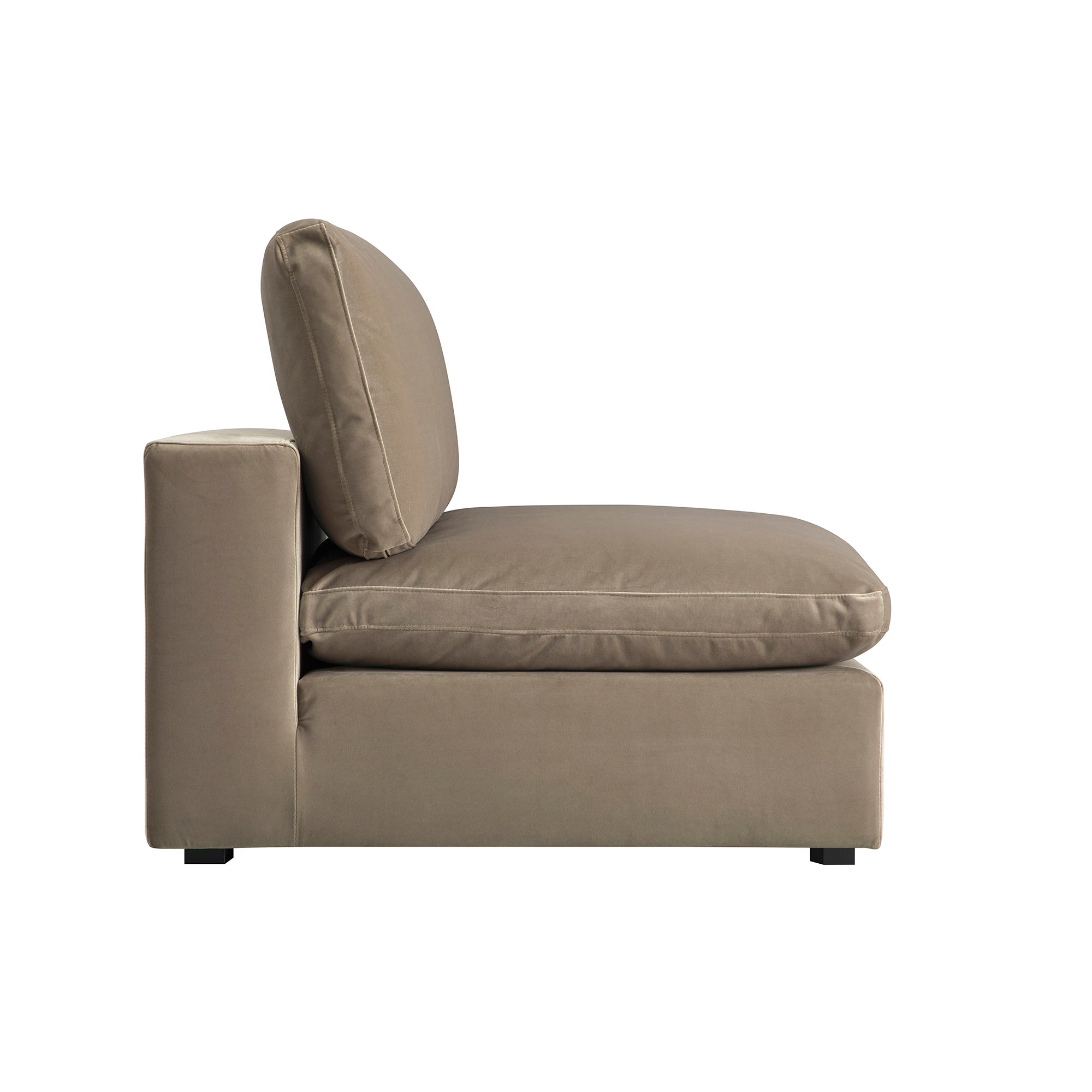 Lutyens Taupe Velvet Modular Sofa, Armless Seat