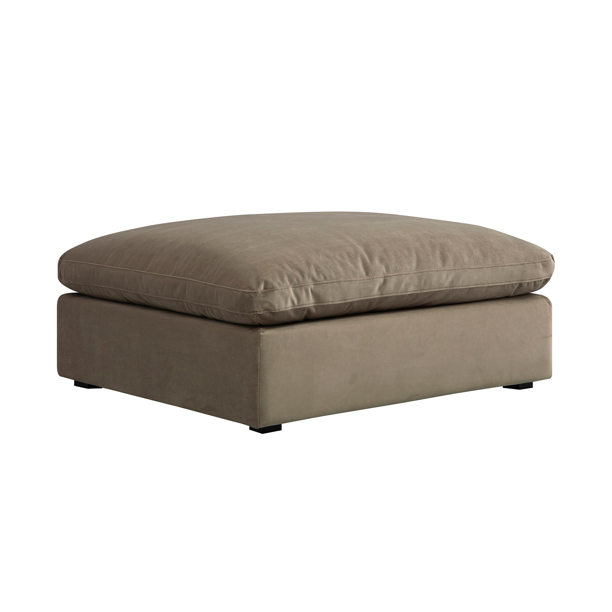 Lutyens Taupe Velvet Modular Sofa, Stool