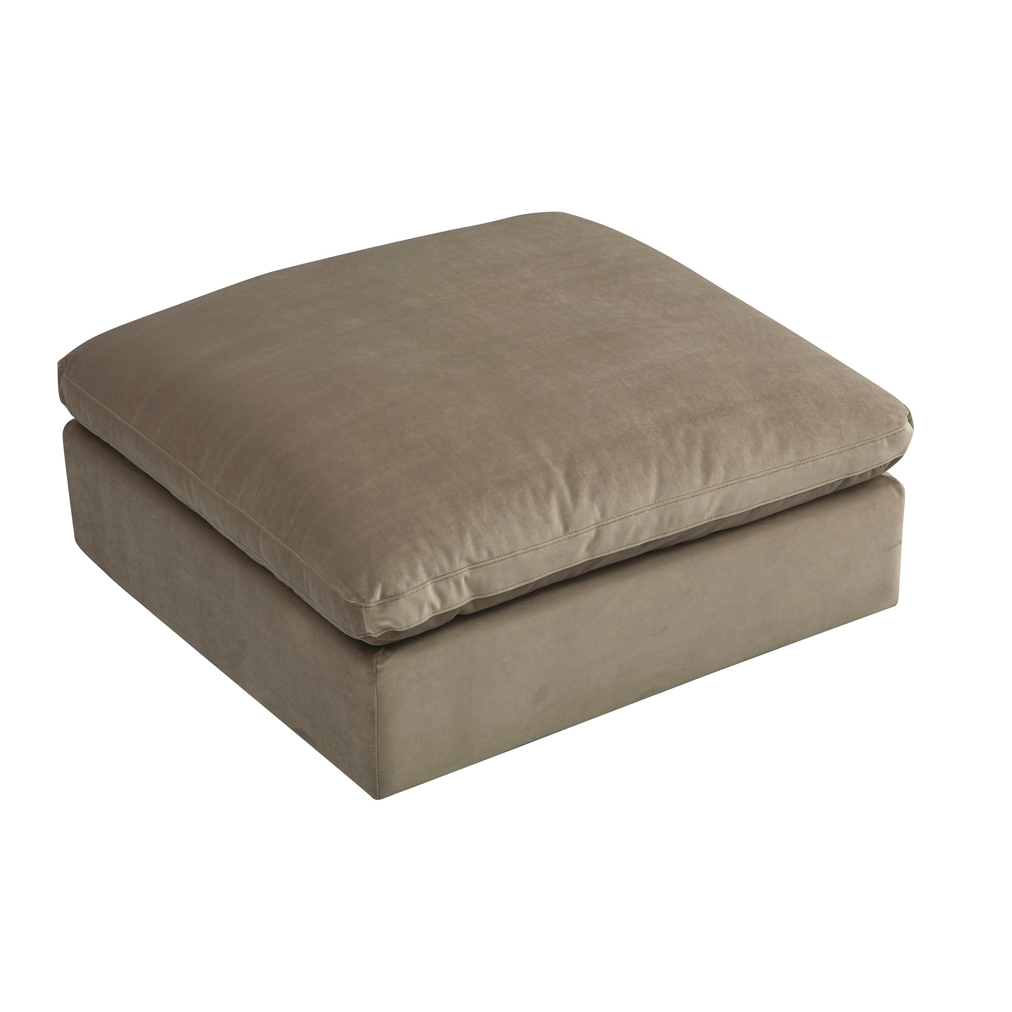 Lutyens Taupe Velvet Modular Sofa, Stool