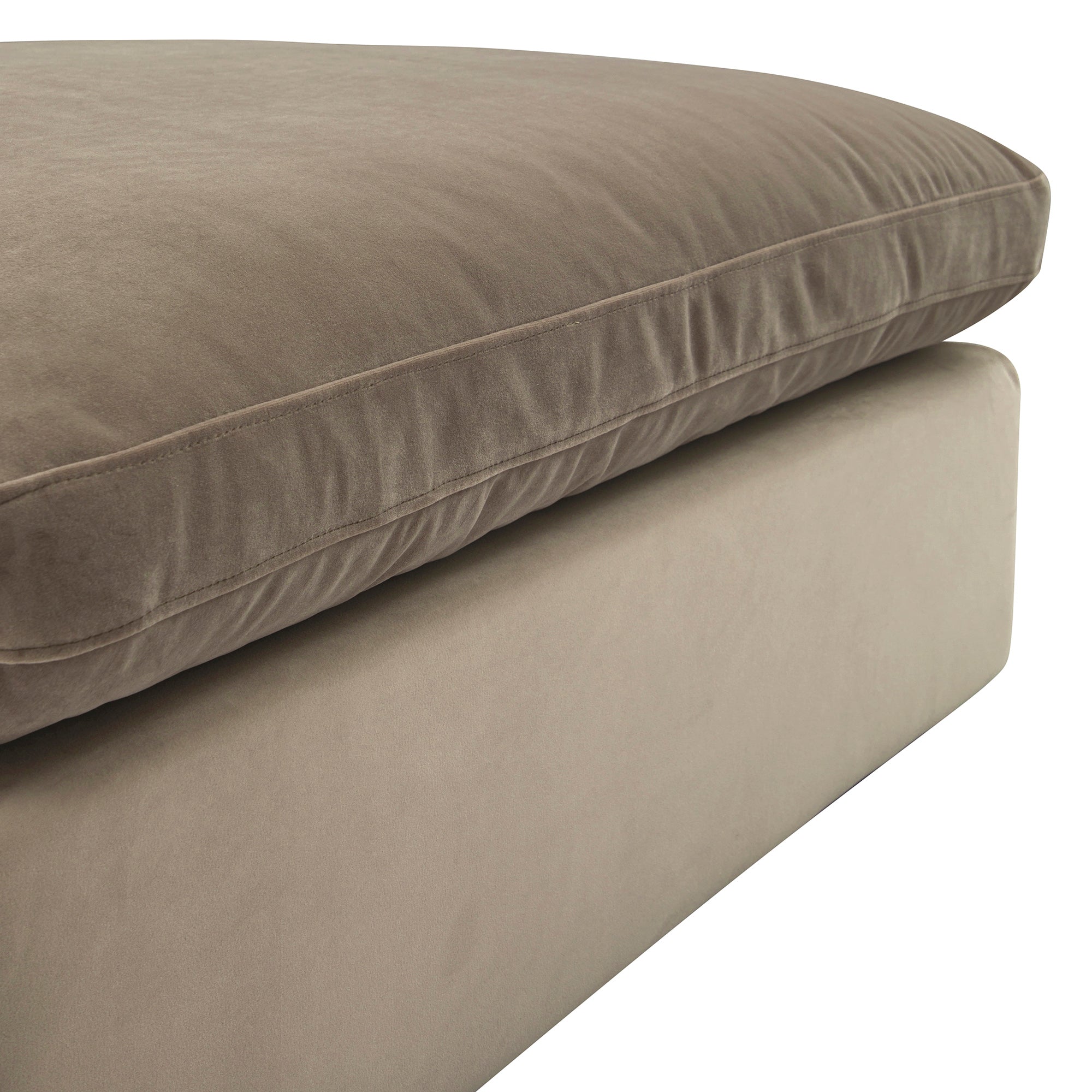 Lutyens Taupe Velvet Modular Sofa, Stool