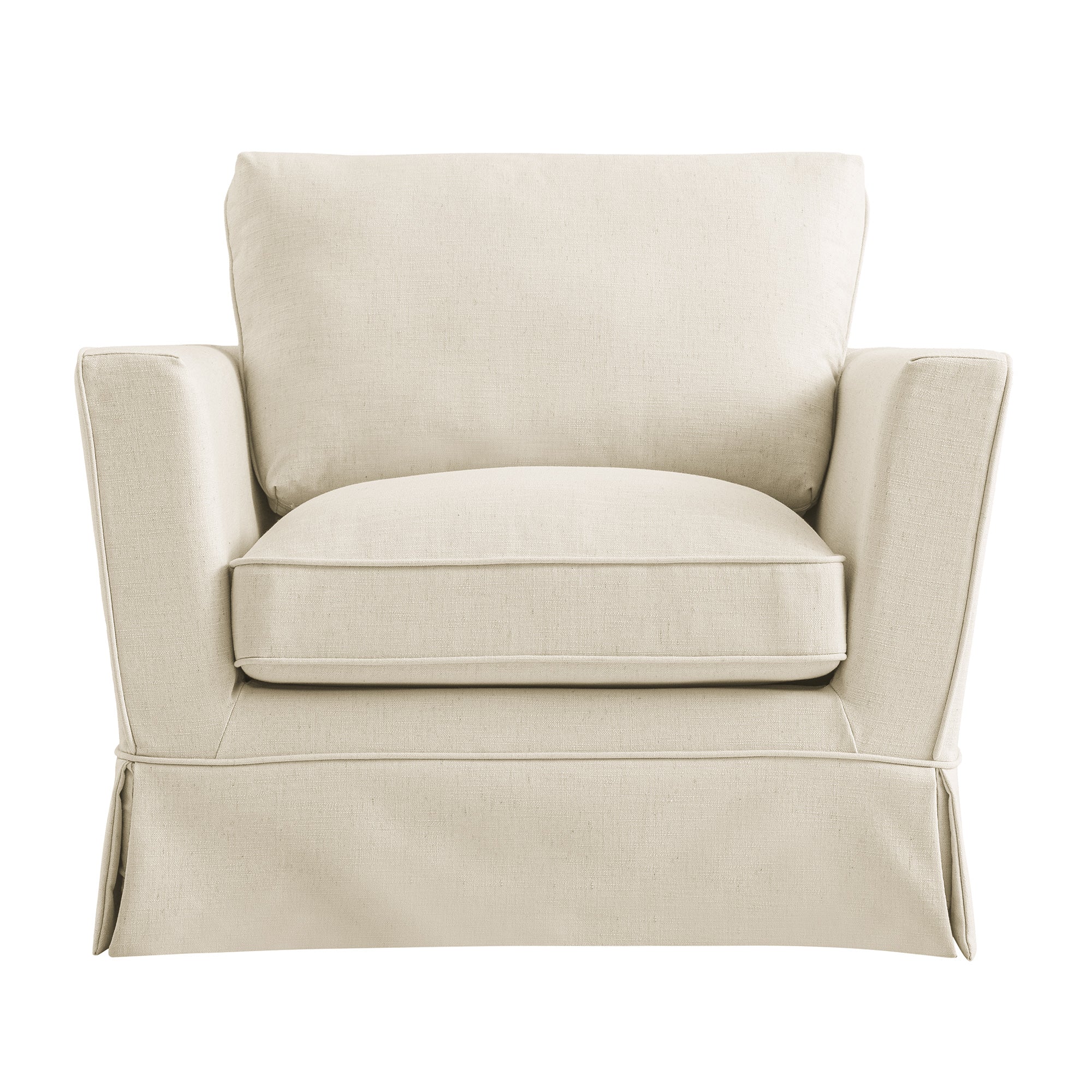 Fitz Skirted Armchair, Oatmeal Linen Blend