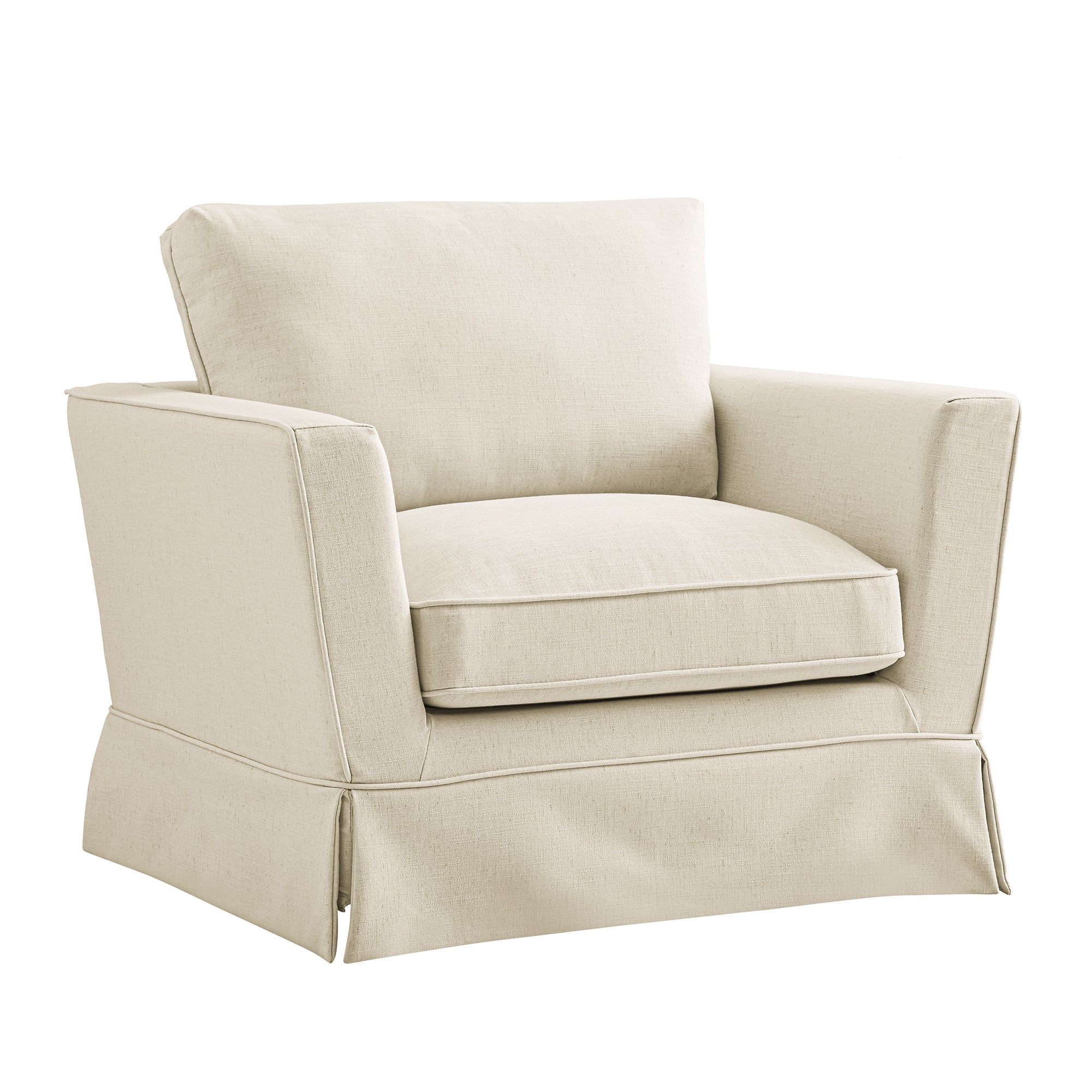 Fitz Skirted Armchair, Oatmeal Linen Blend