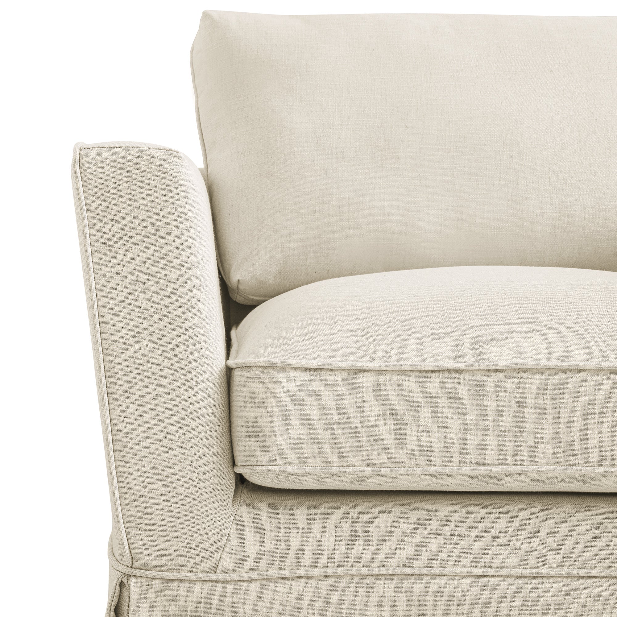 Fitz Skirted Armchair, Oatmeal Linen Blend