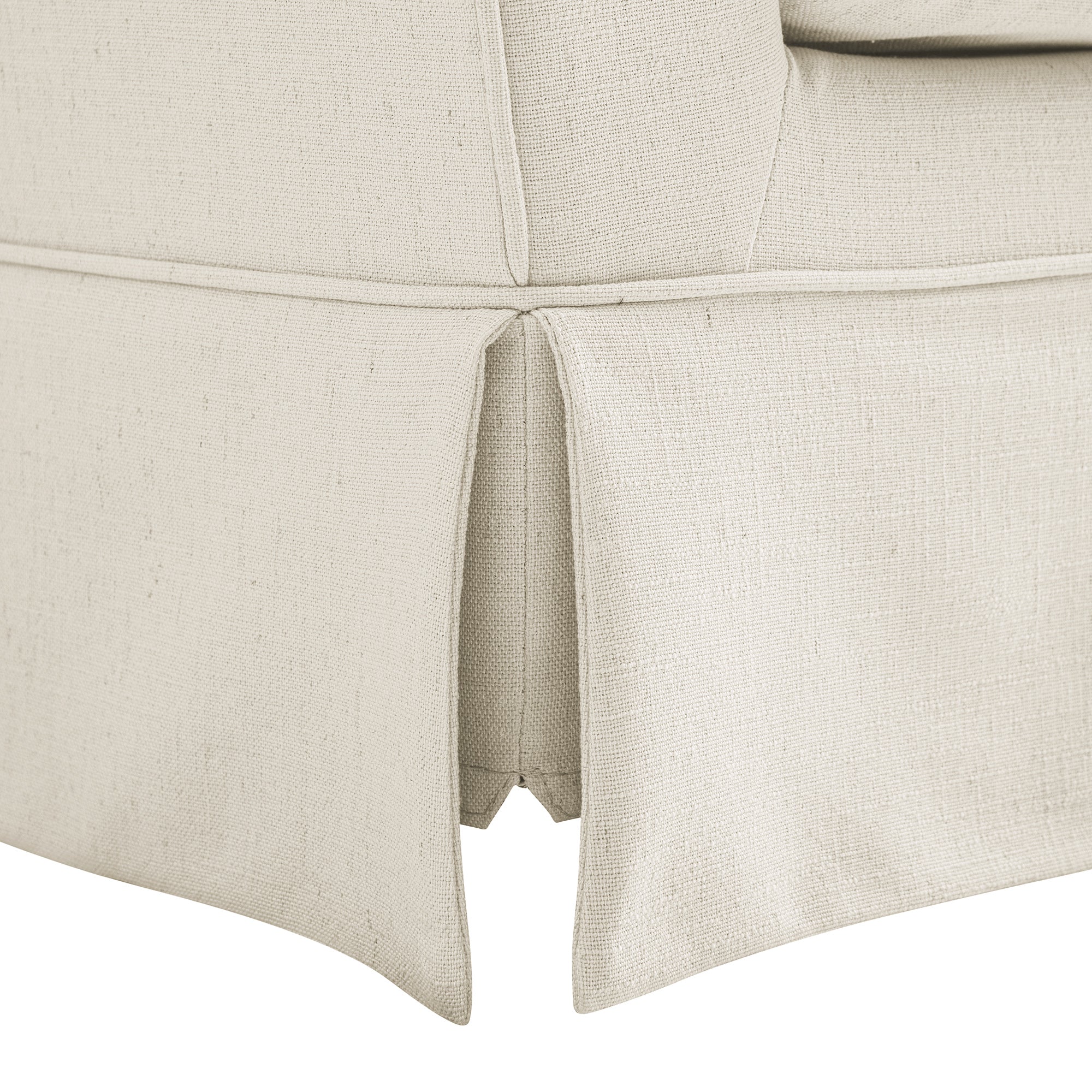 Fitz Skirted Loveseat, Oatmeal Linen Blend