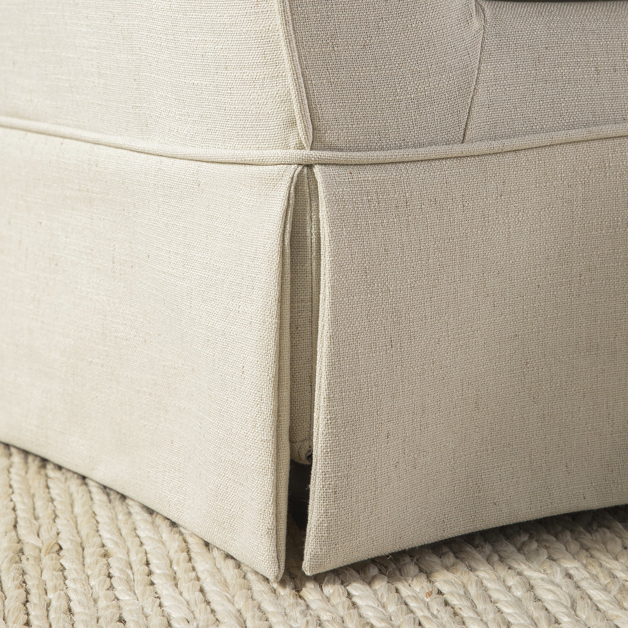 Fitz Skirted Armchair, Oatmeal Linen Blend