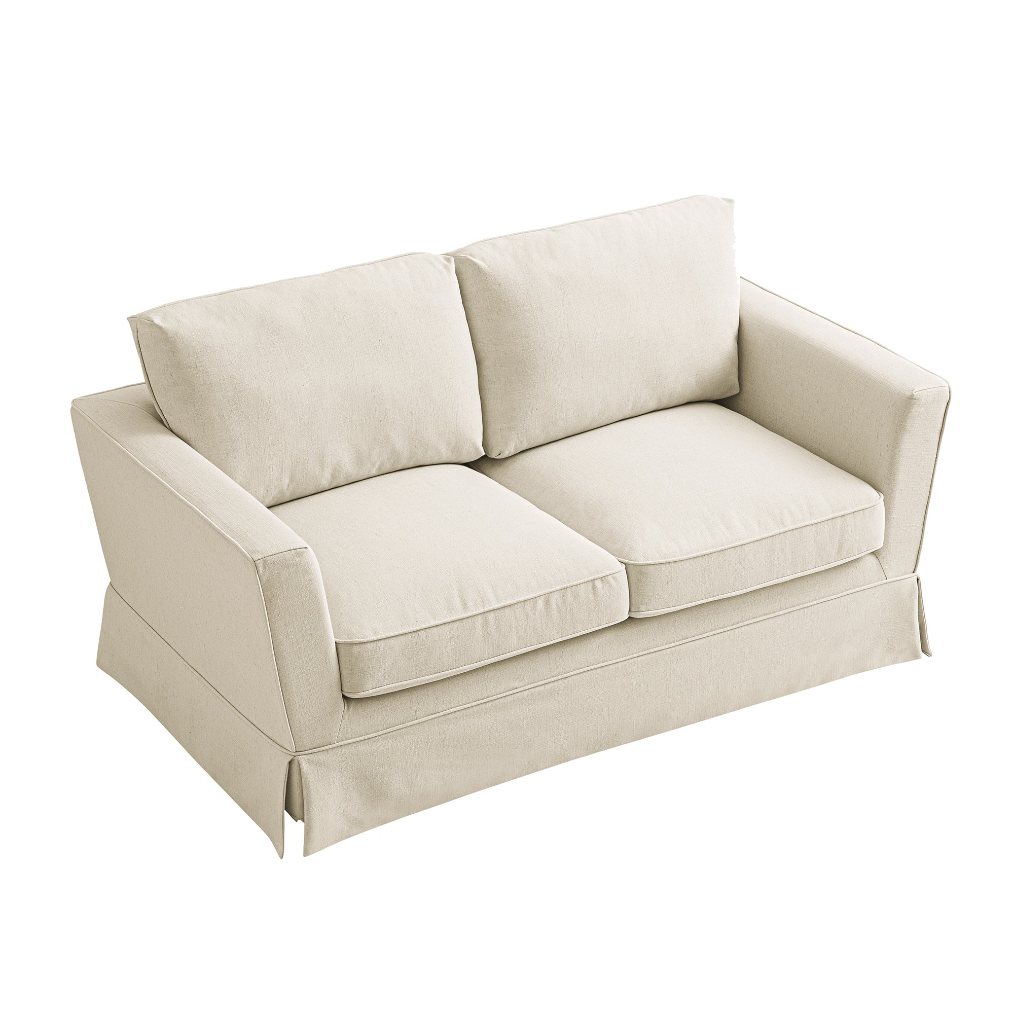 Fitz Skirted 2-Seater Sofa, Oatmeal Linen Blend