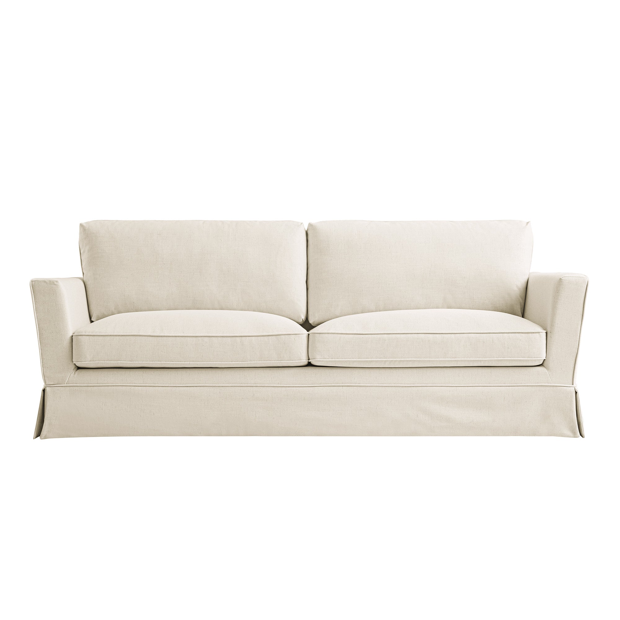 Fitz Skirted Large 3-Seater Sofa, Oatmeal Linen Blend