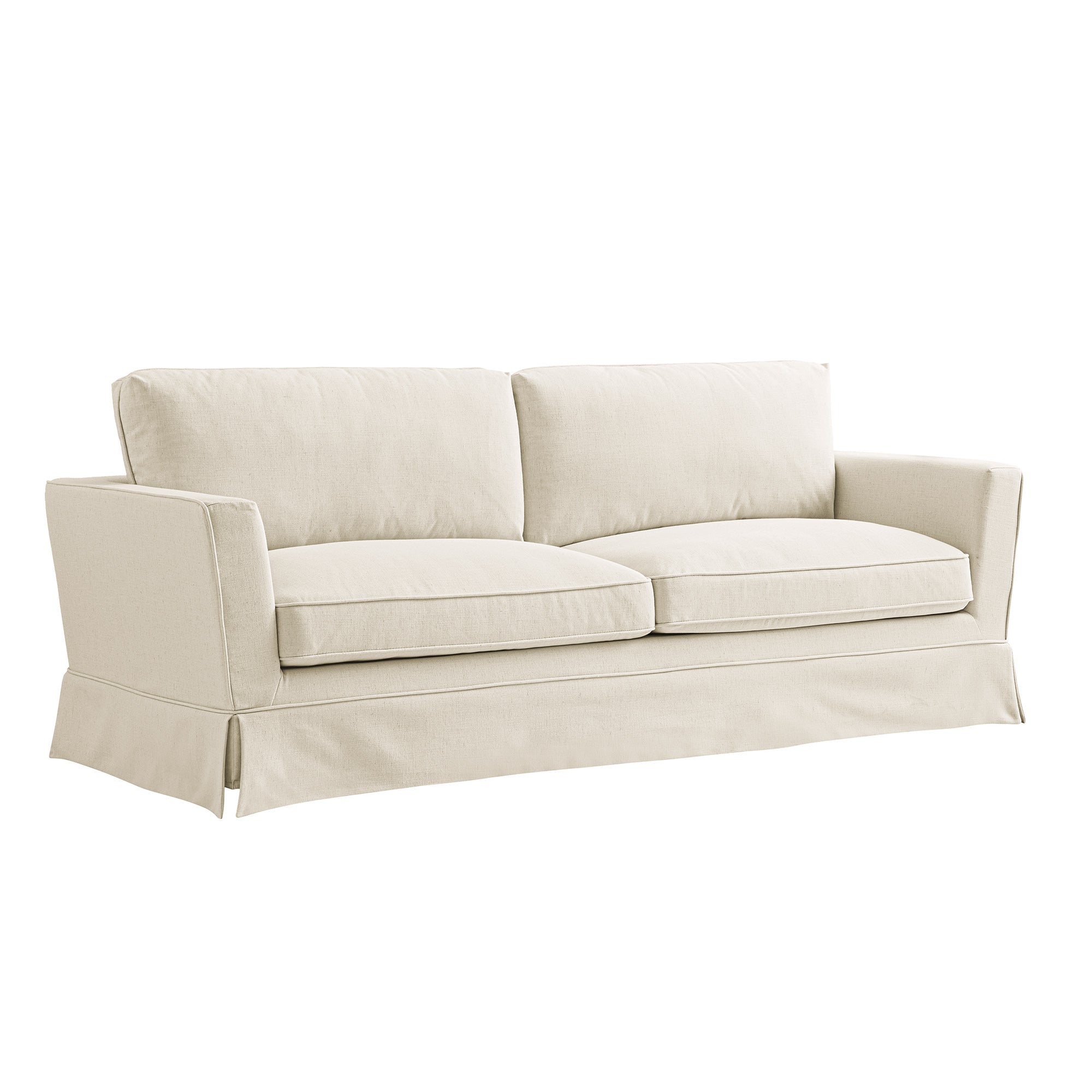 Fitz Skirted Large 3-Seater Sofa, Oatmeal Linen Blend