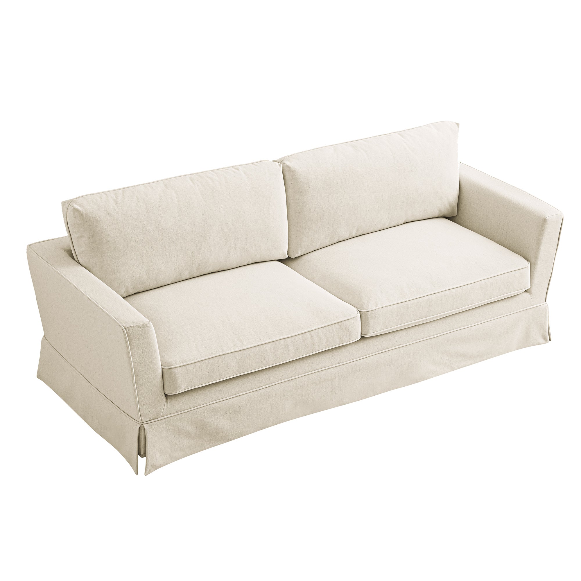 Fitz Skirted Large 3-Seater Sofa, Oatmeal Linen Blend