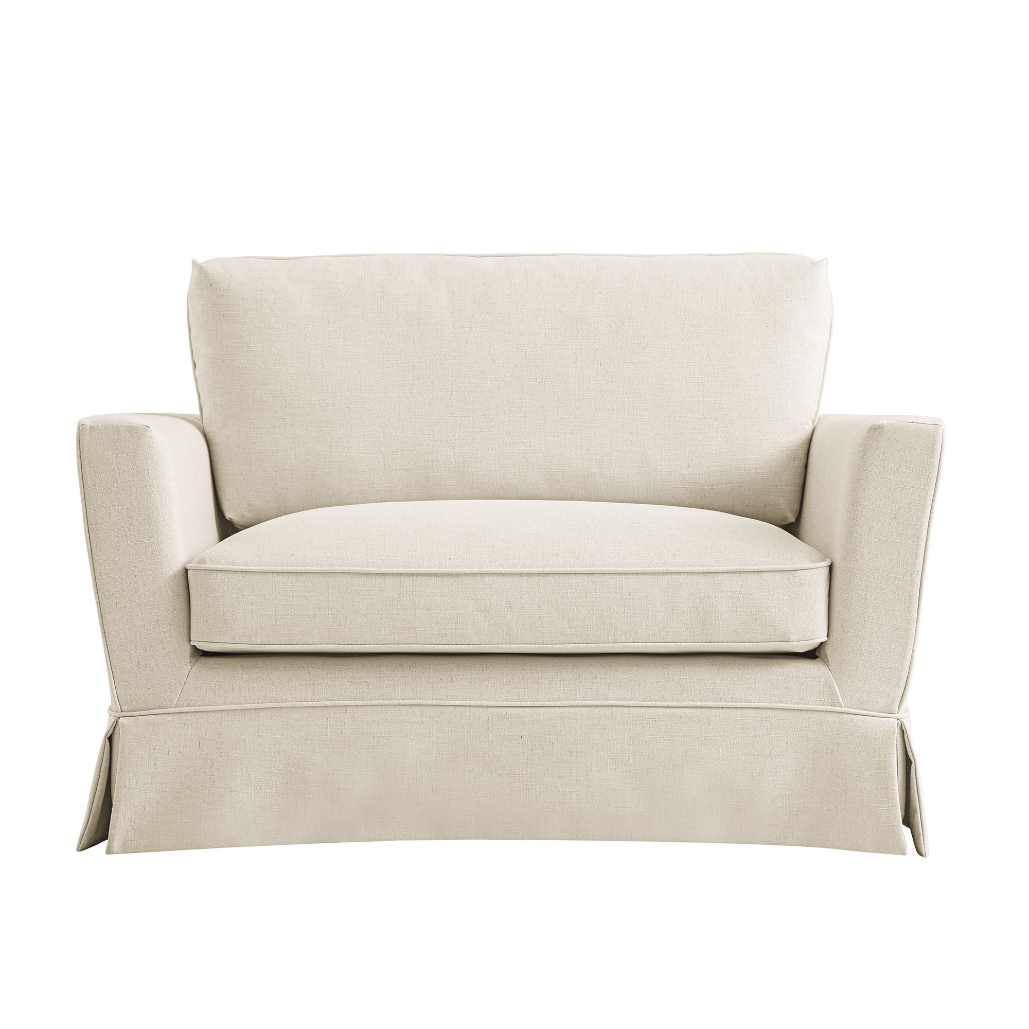 Fitz Skirted Loveseat, Oatmeal Linen Blend