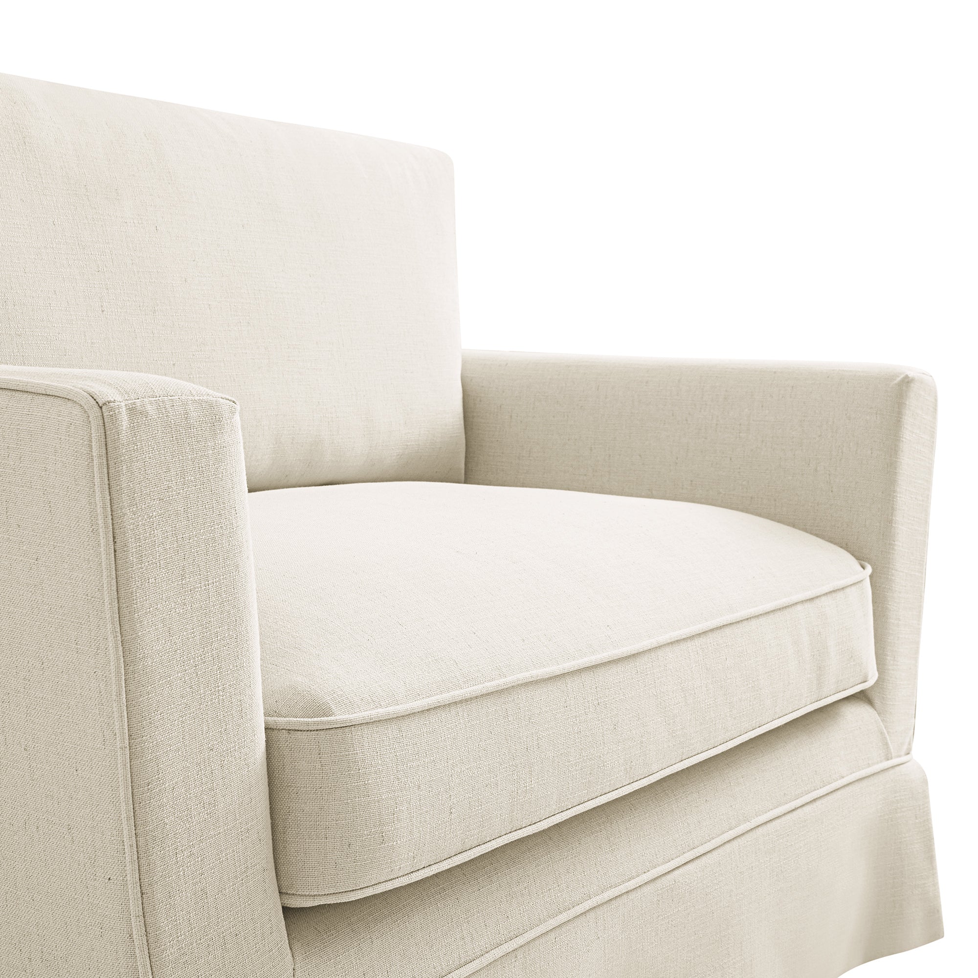 Fitz Skirted Loveseat, Oatmeal Linen Blend